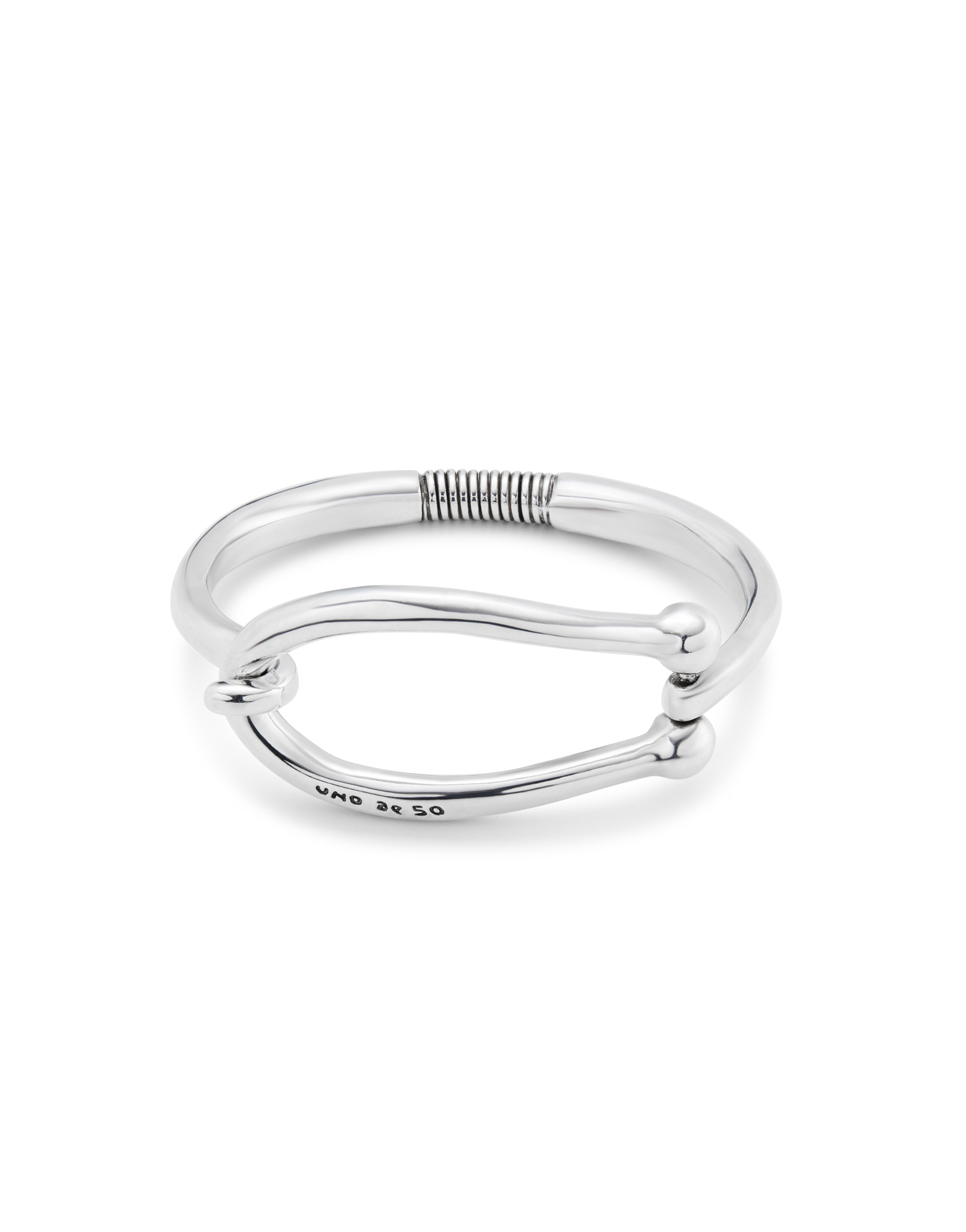 Bangle bracelet with large link, Silver, large thumbnail