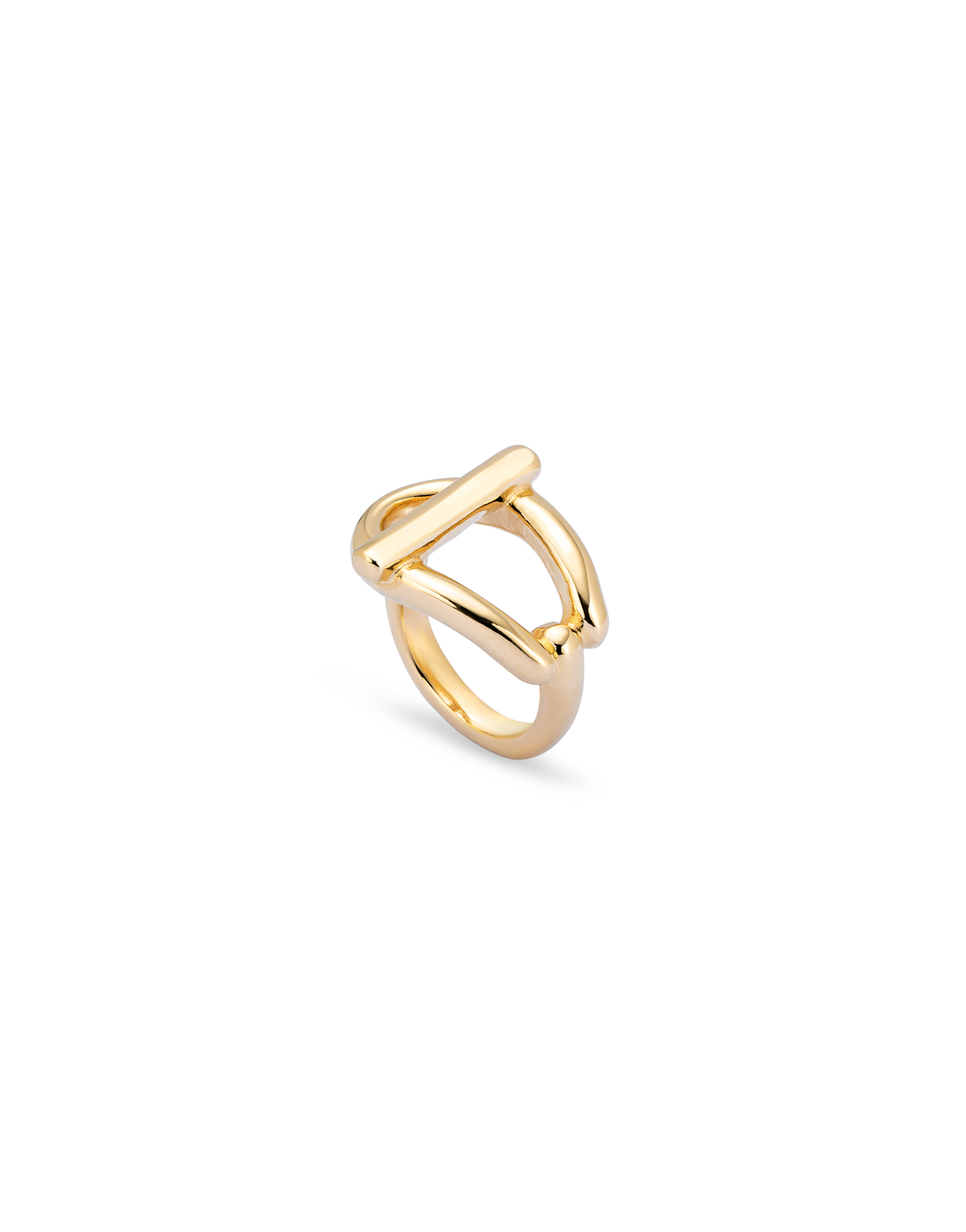 Link shaped ring, Golden, large thumbnail