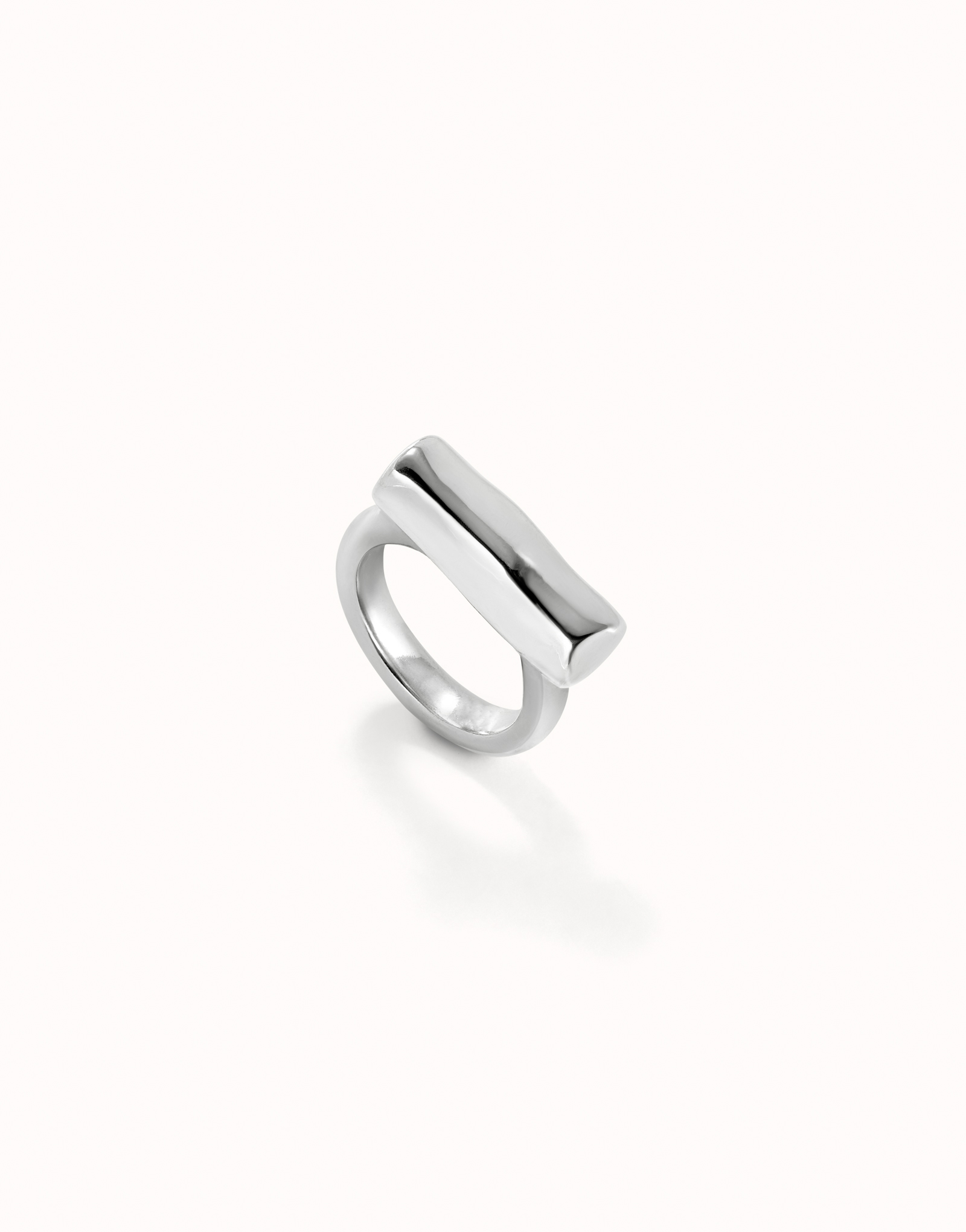 Ring with horizontal tube, Silver, large thumbnail