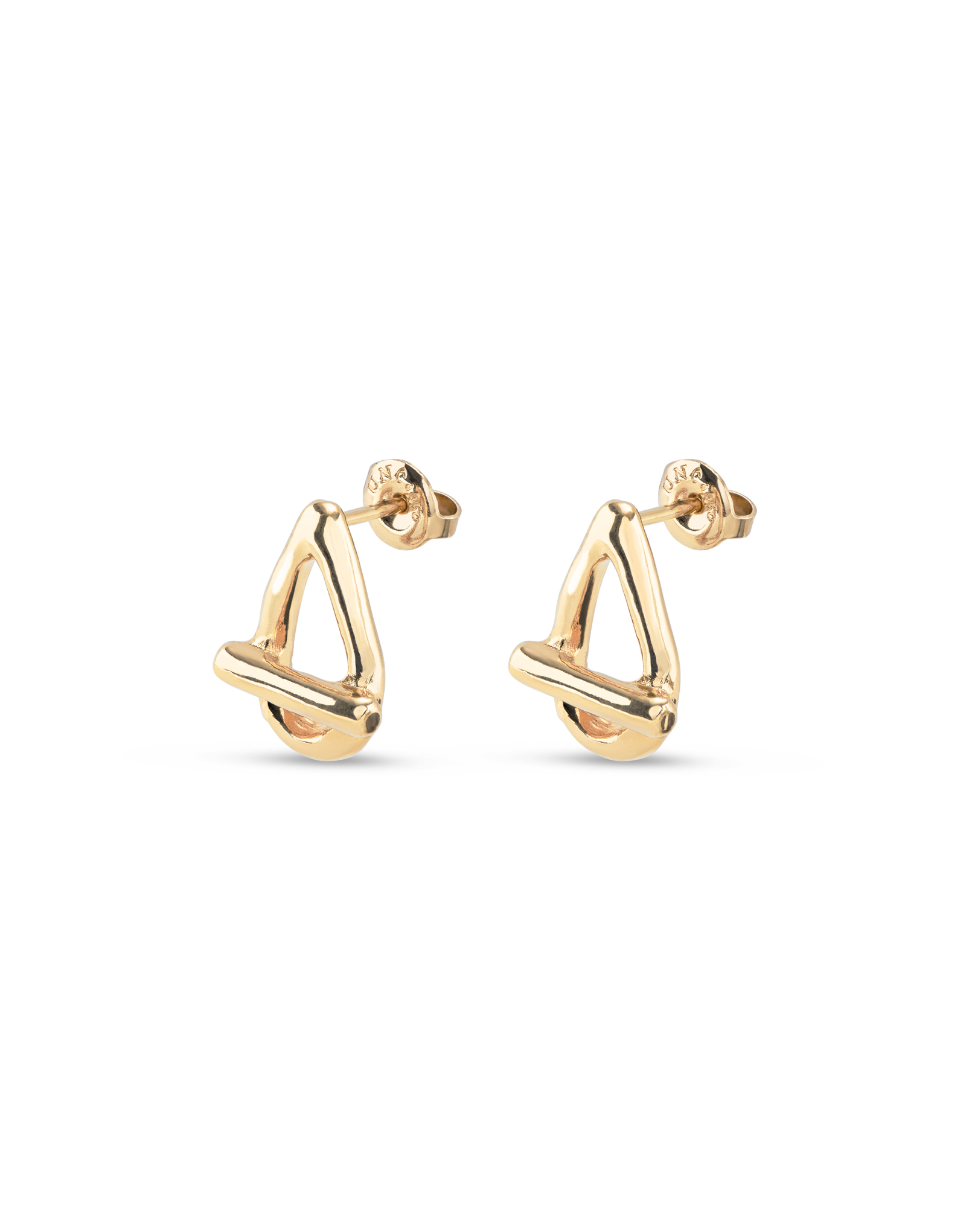 Drop oval link shaped earrings, Golden, large thumbnail
