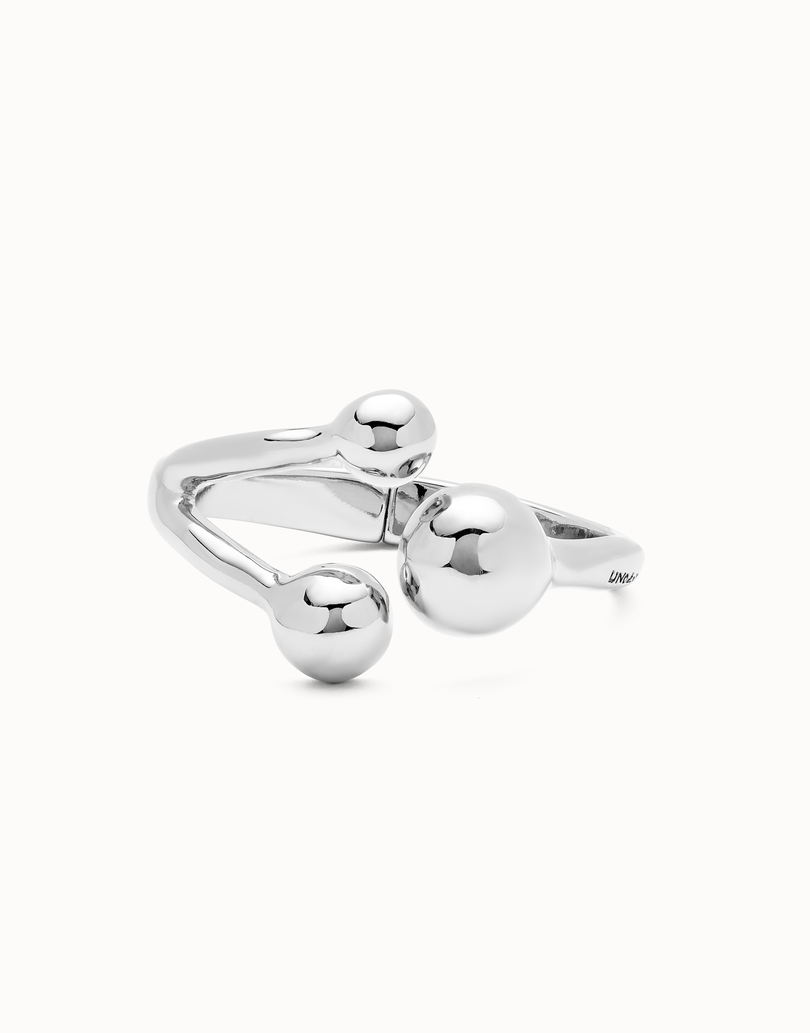 Cuff bracelet with three beads, Silver, large thumbnail