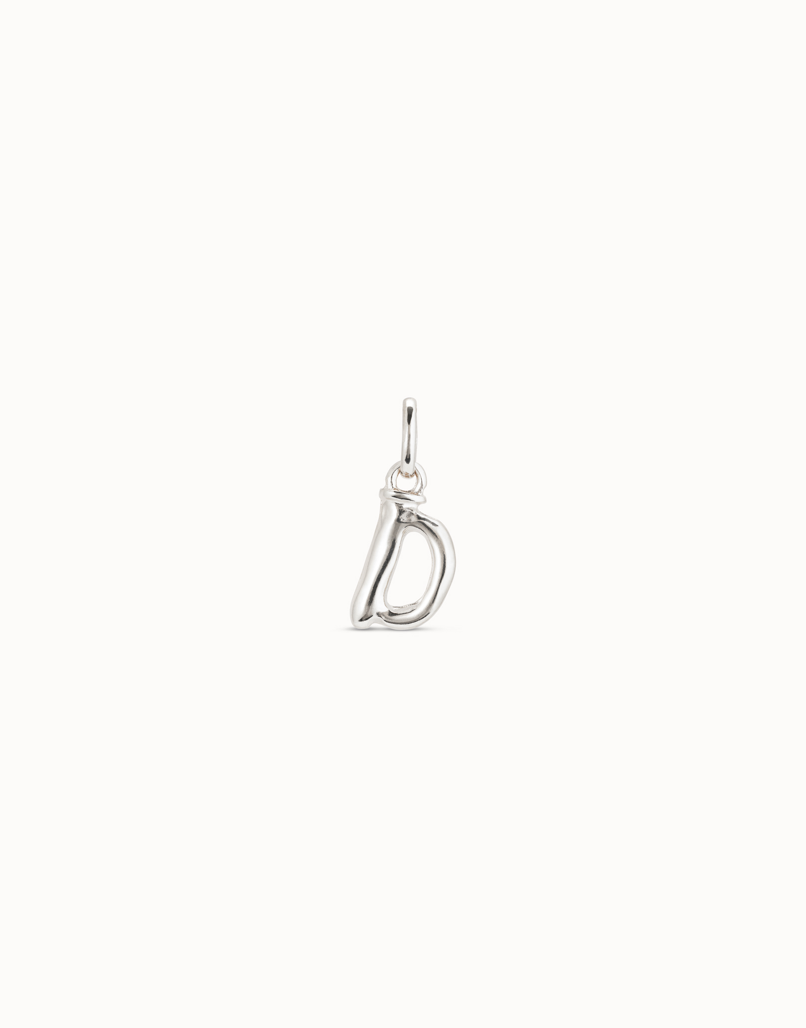 Medium D initial charm, Silver, large thumbnail
