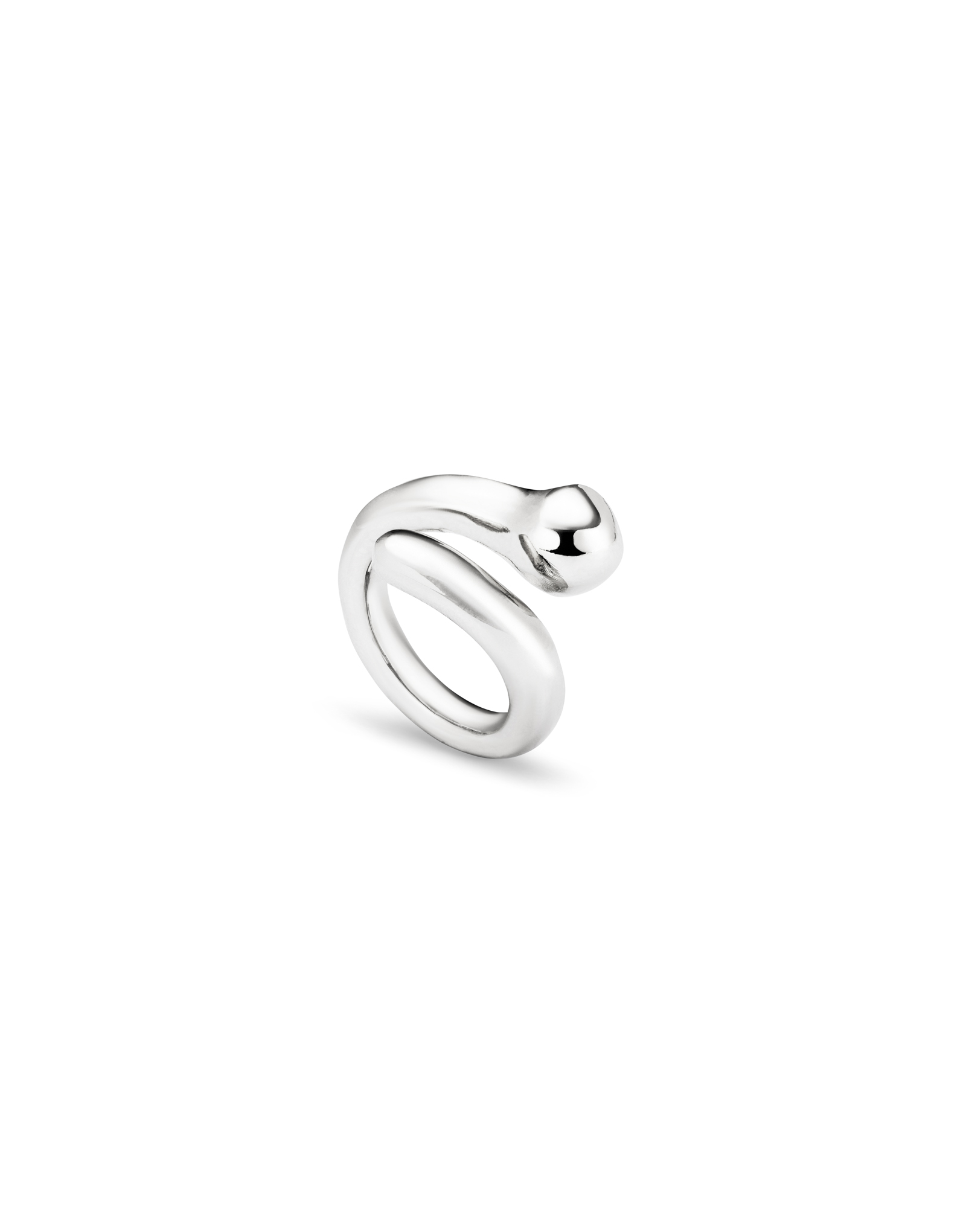 Open ring with a sphere, Silver, large thumbnail