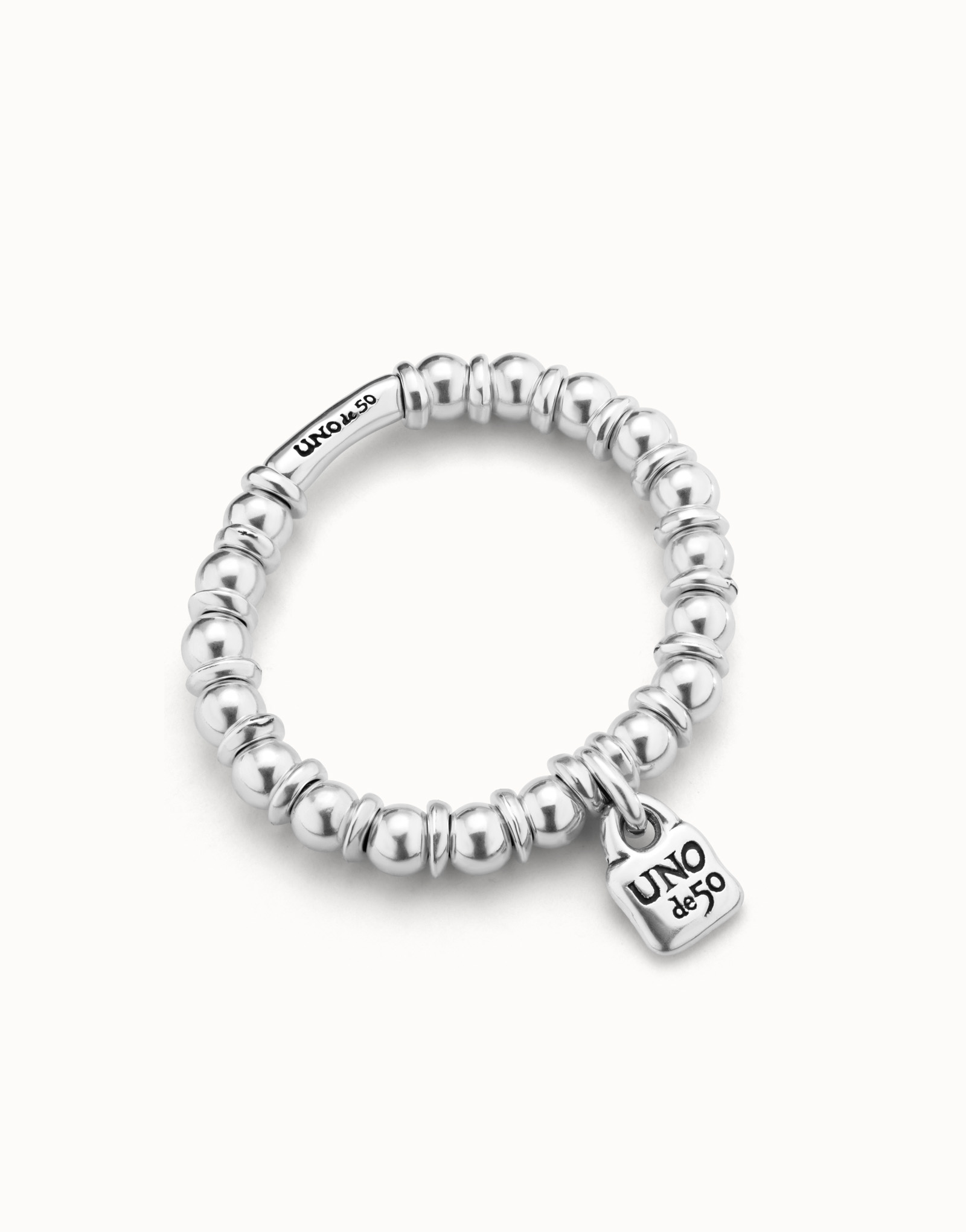 Beaded stretch bracelet, Silver, large thumbnail