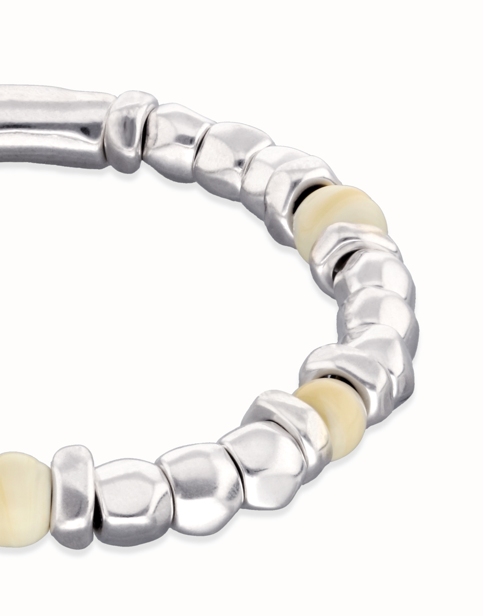 Beaded bracelet with silver and ivory beads, Silver, large thumbnail