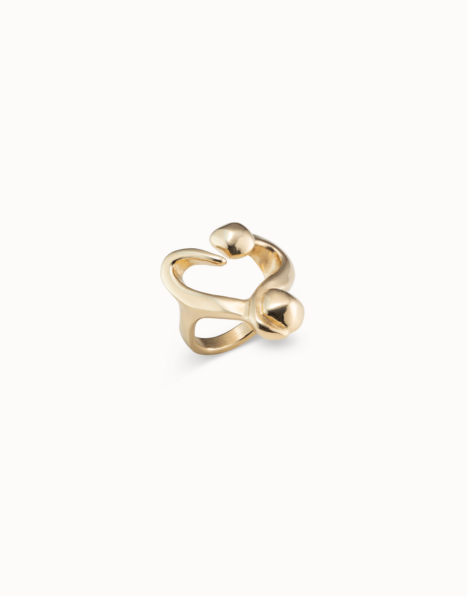 Open ring with a nailed heart, Golden, large thumbnail