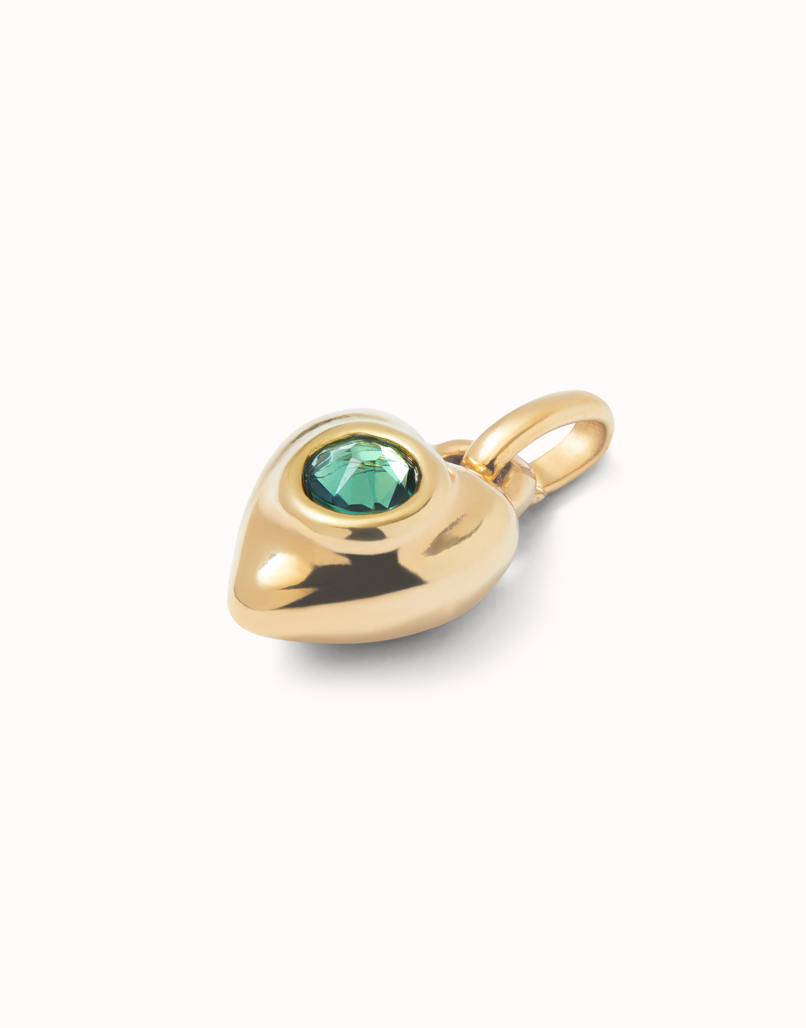 Charm bañado en oro 18k con cristal verde., Dorado, large thumbnail