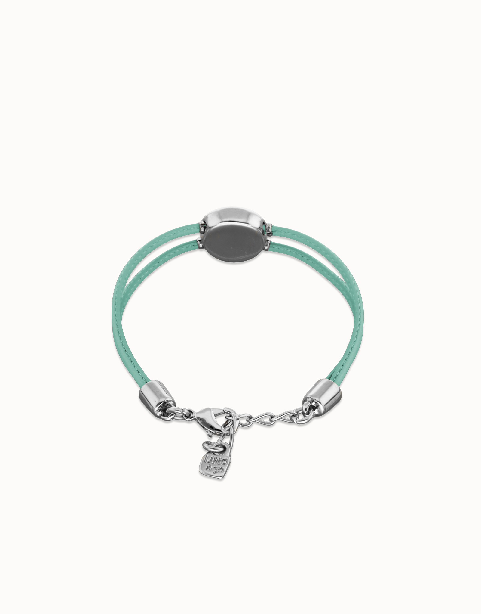 Double turquoise leather birthstone bracelet with eye, Silver, large thumbnail