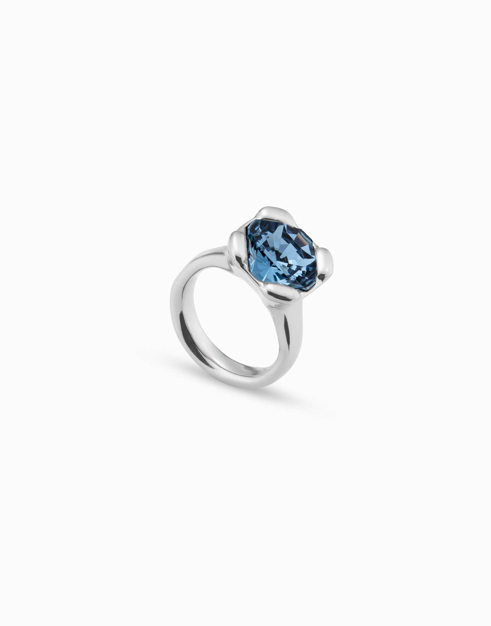 Ring with blue crystal, Silver, large thumbnail