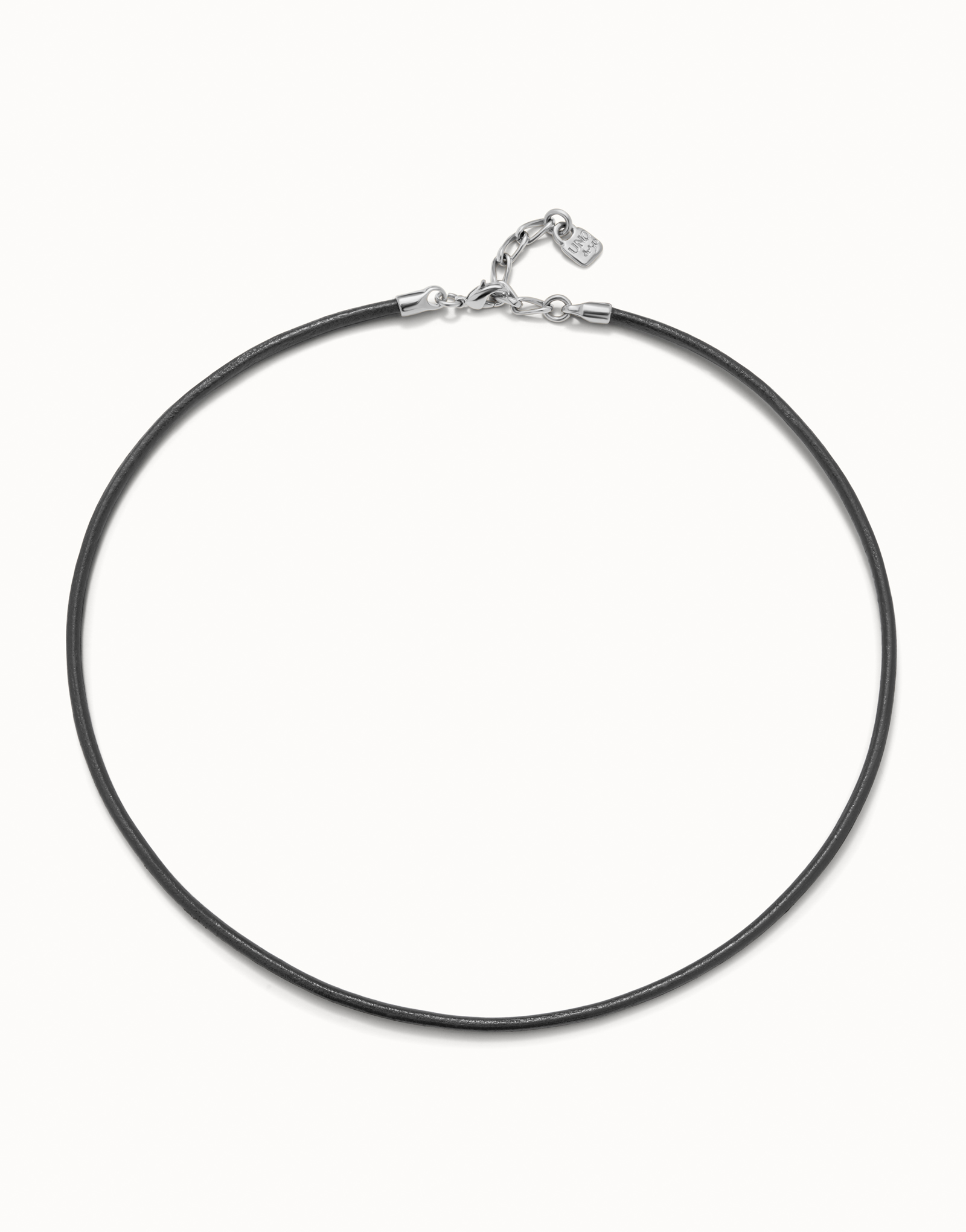 Short leather charm necklace, Silver, large thumbnail