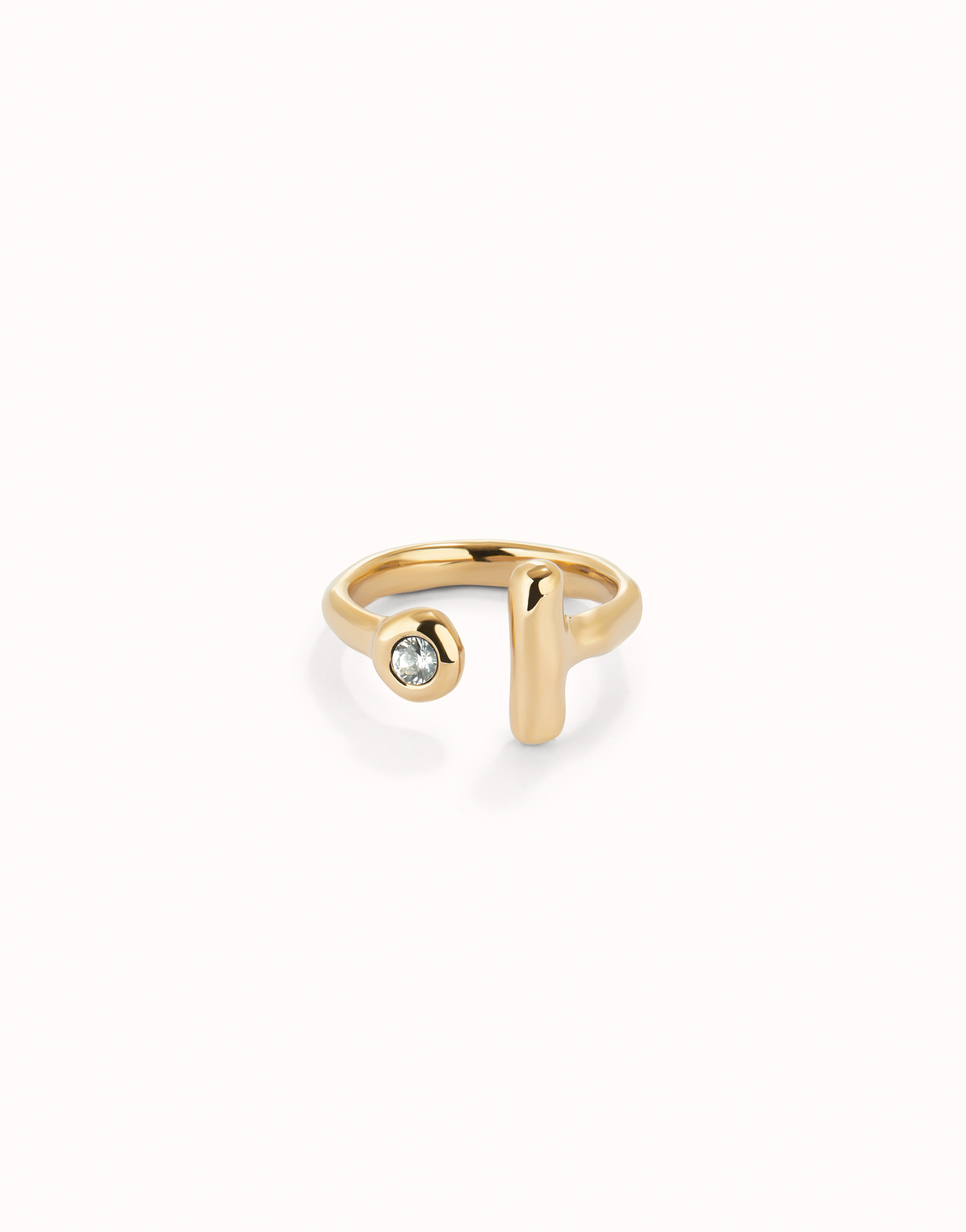 Open ring with white topaz, Golden, large thumbnail