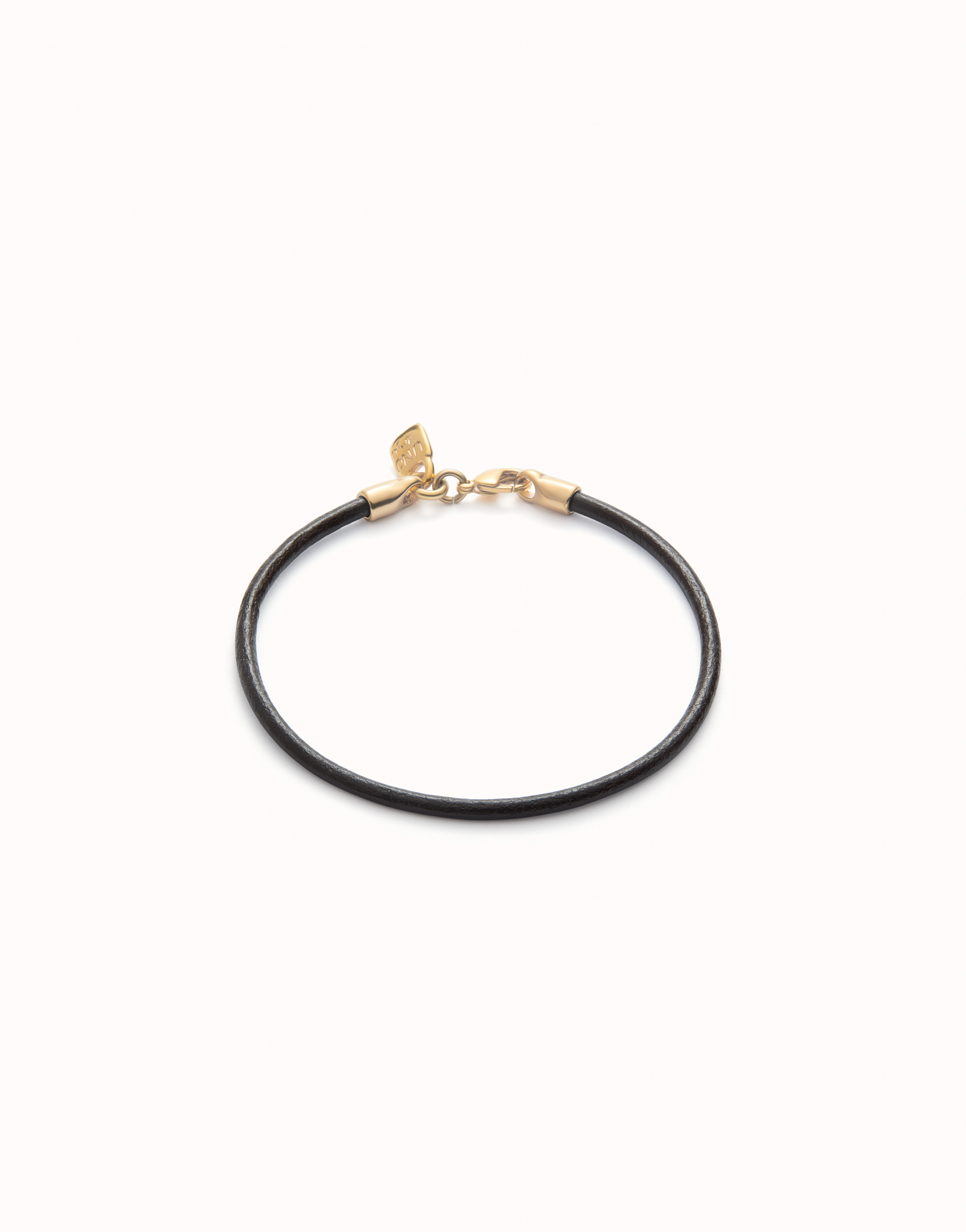 Leather charm bracelet with clasp, Golden, large thumbnail