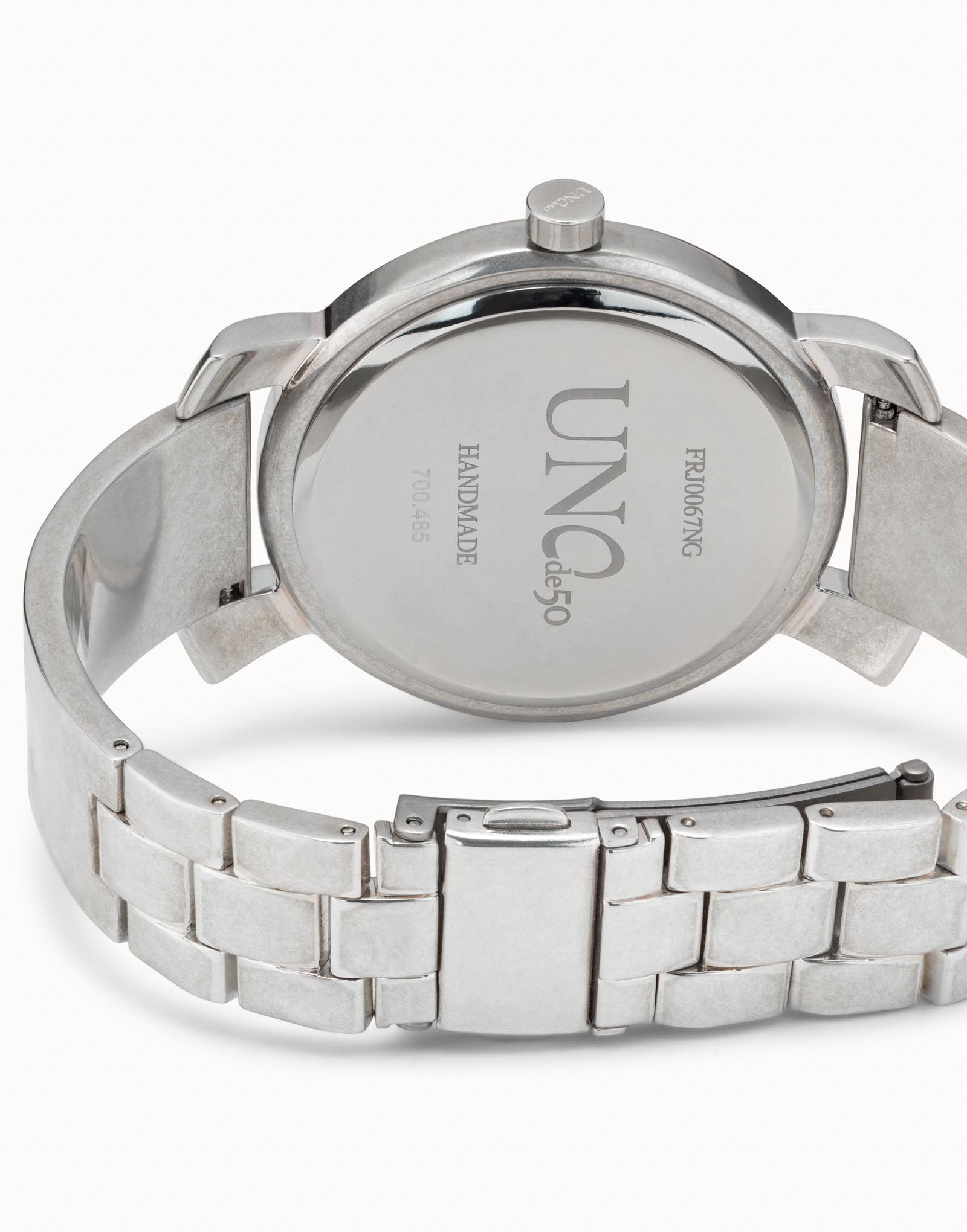 Silver plated watch with black dial, Silver, large thumbnail