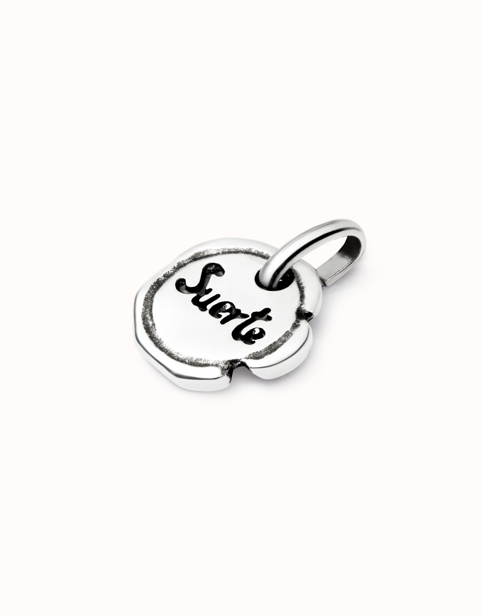Charm with the word “luck”, Silver, large thumbnail