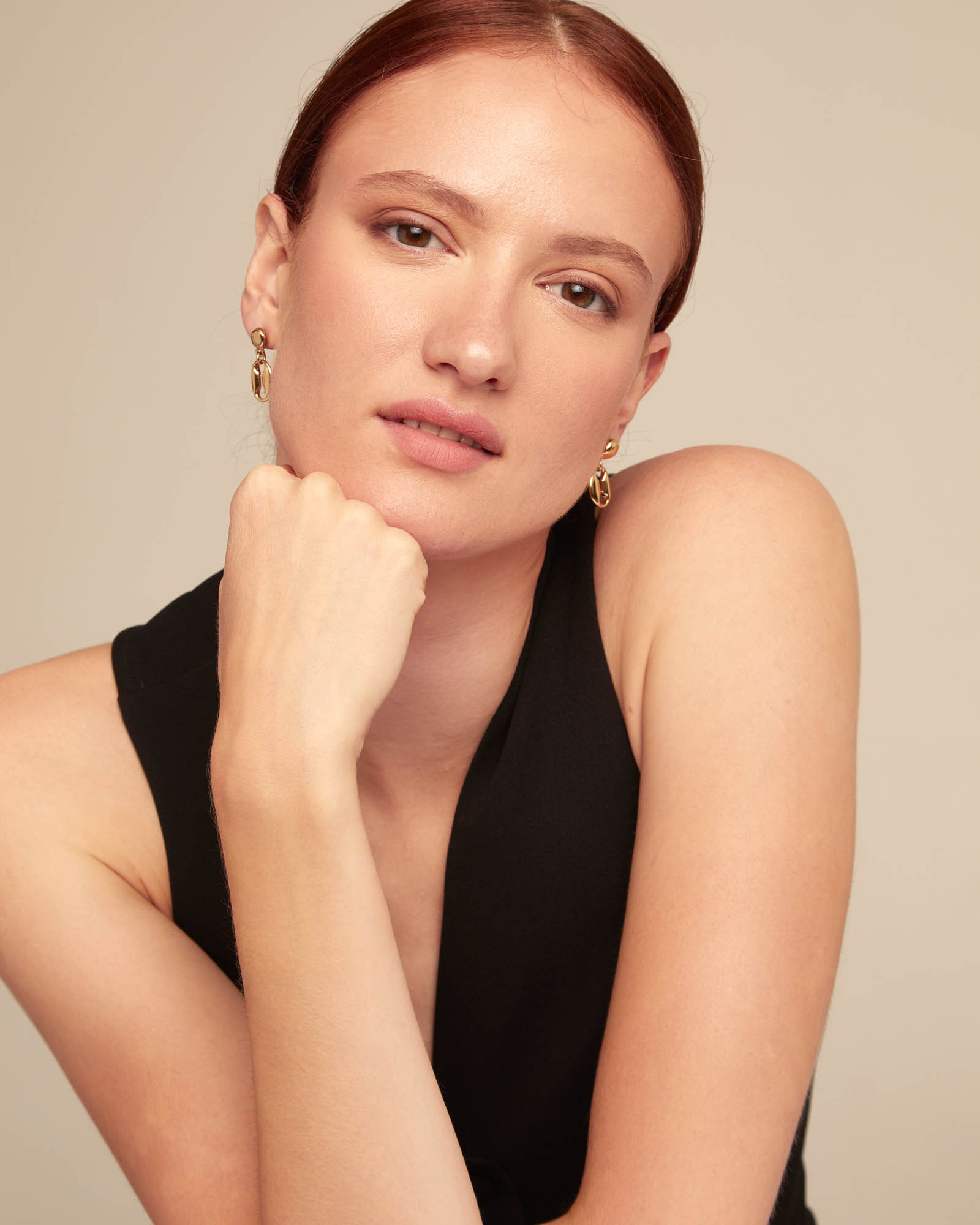 Drop earrings, Golden, large thumbnail