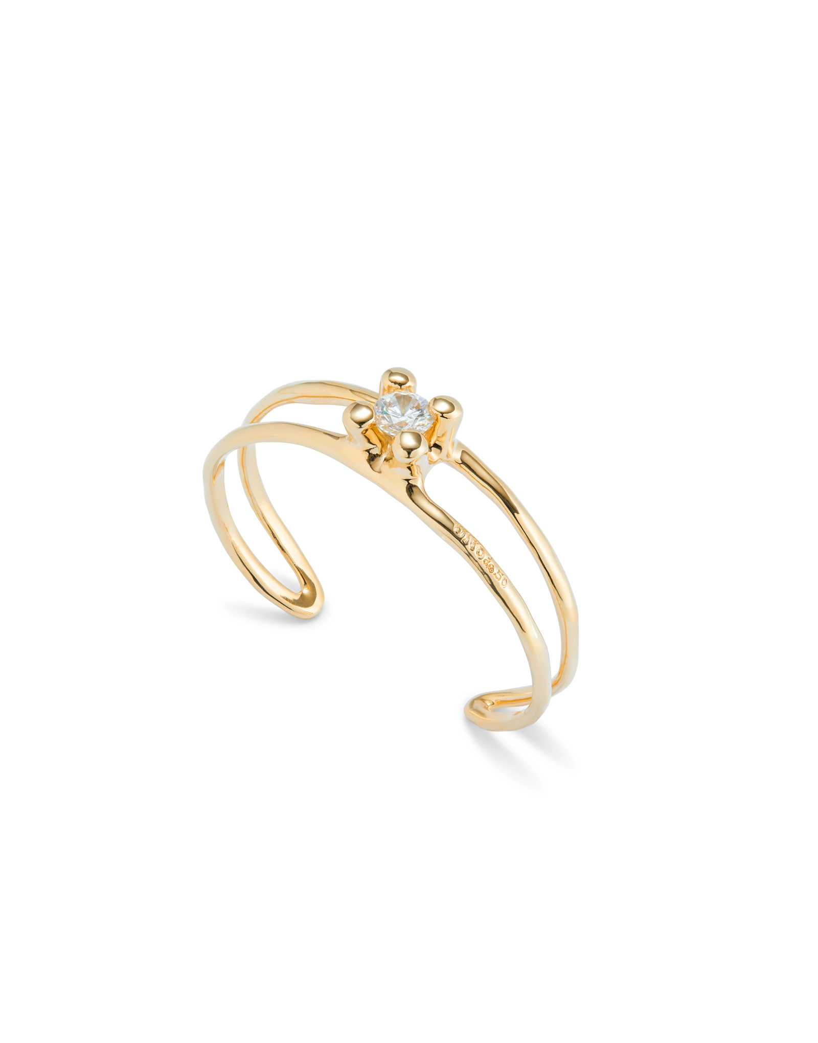 Bangle bracelet with central crystal, Golden, large thumbnail