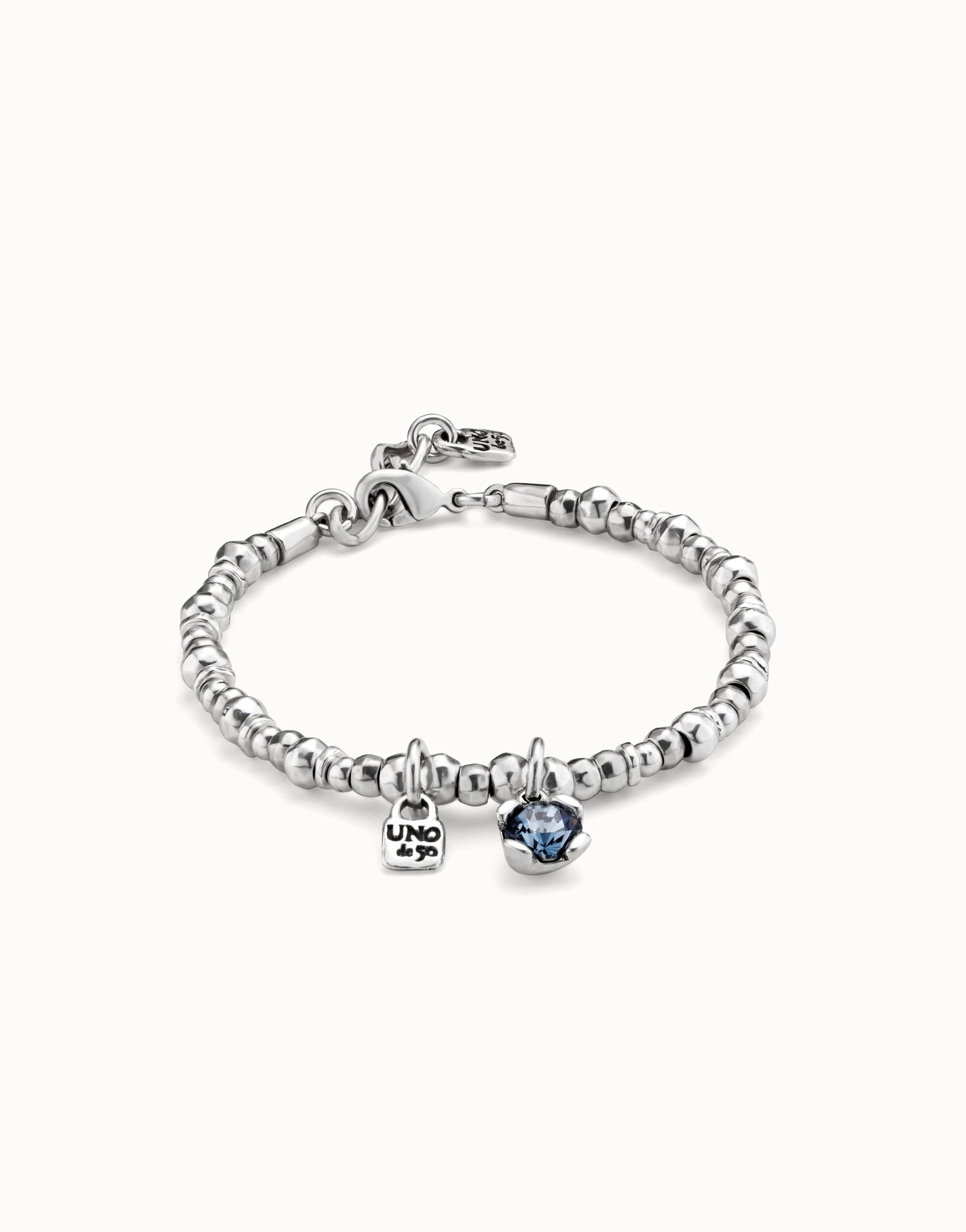 Bracciale placcato argento Sterling con perla e cristallo blu, Argent, large thumbnail