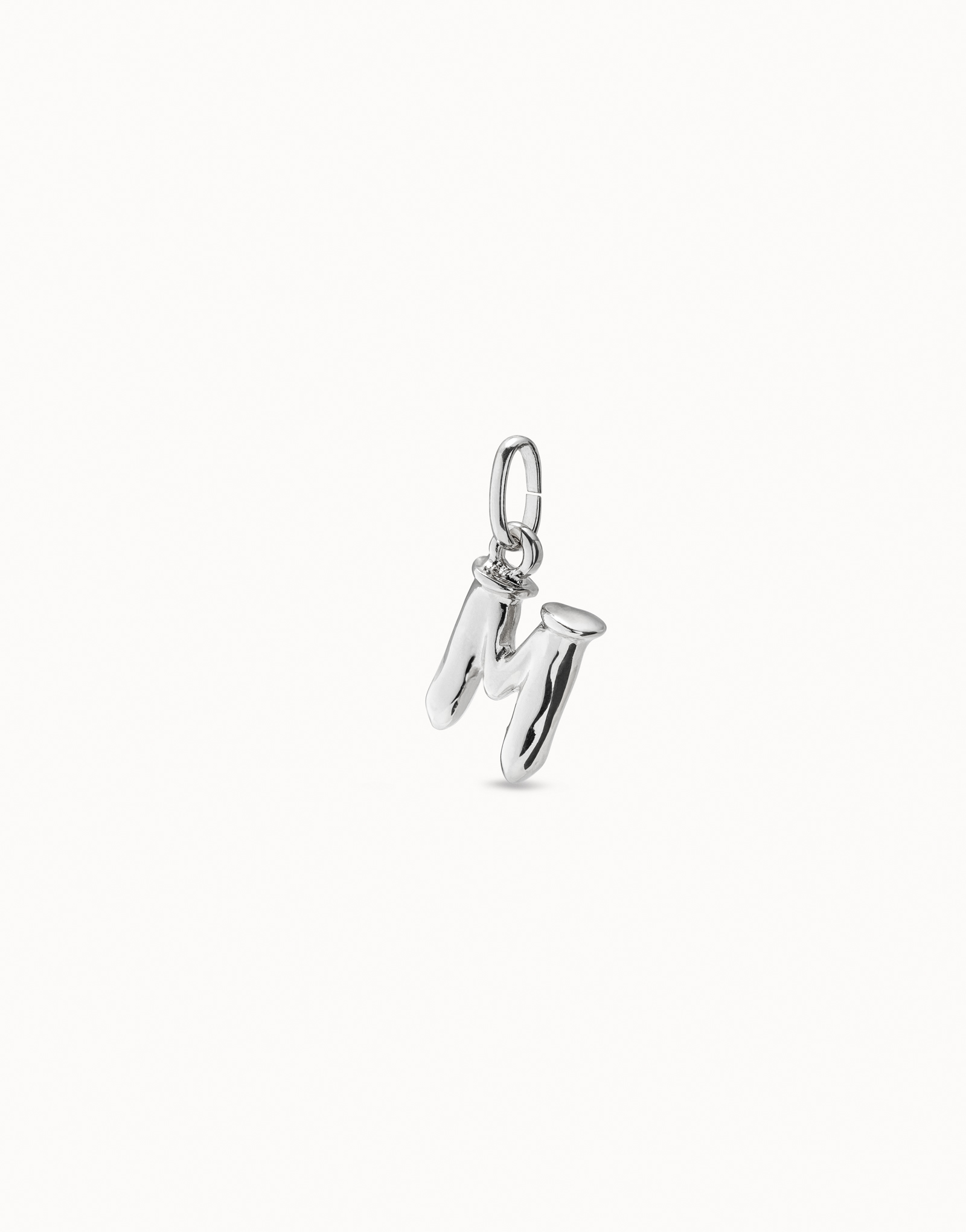 Medium M initial charm, Silver, large thumbnail