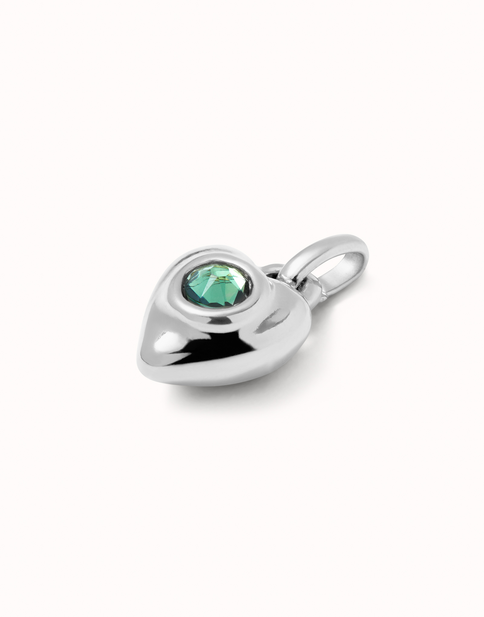 Charm with green crystal, Silver, large thumbnail