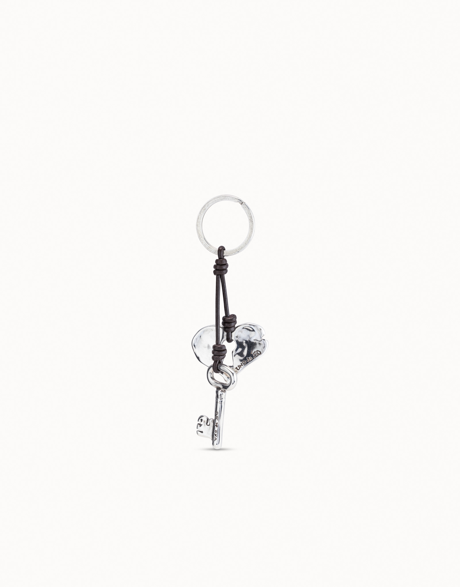 Sterling silver-plated heart key-ring, Silver, large thumbnail
