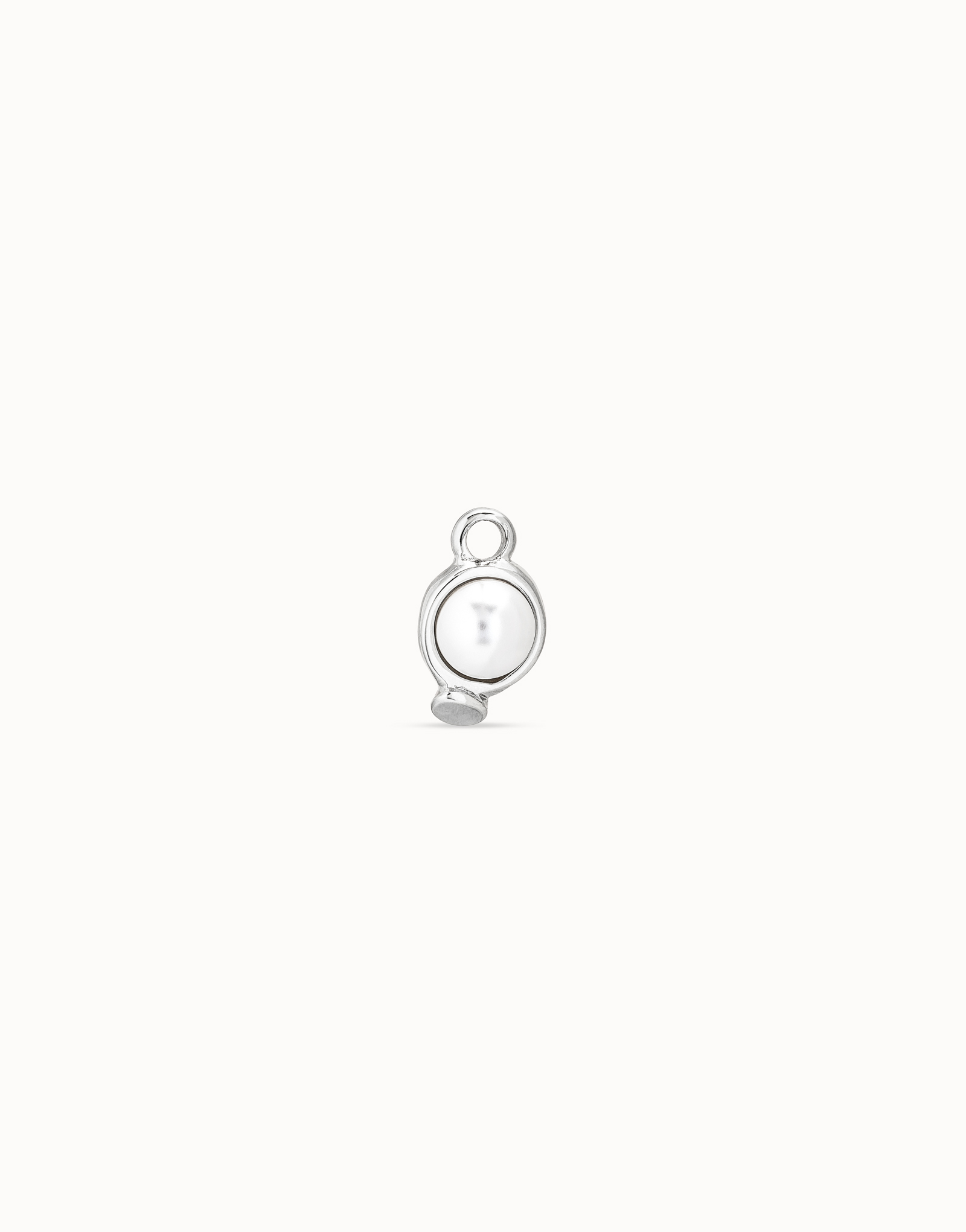 Single Hoop Charm With A Pearl, Silver, large thumbnail