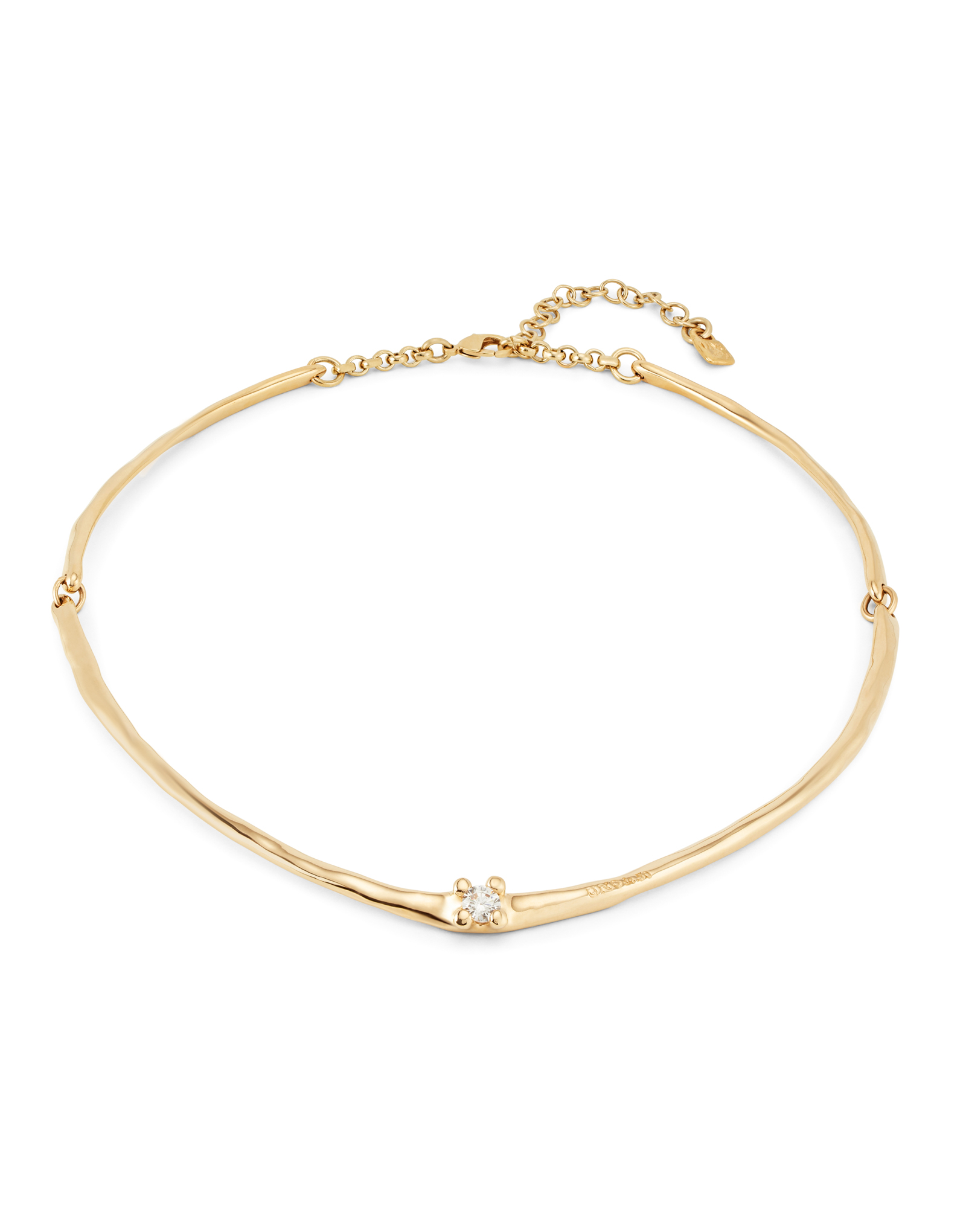 Choker necklace with white cubic zirconia, Golden, large thumbnail