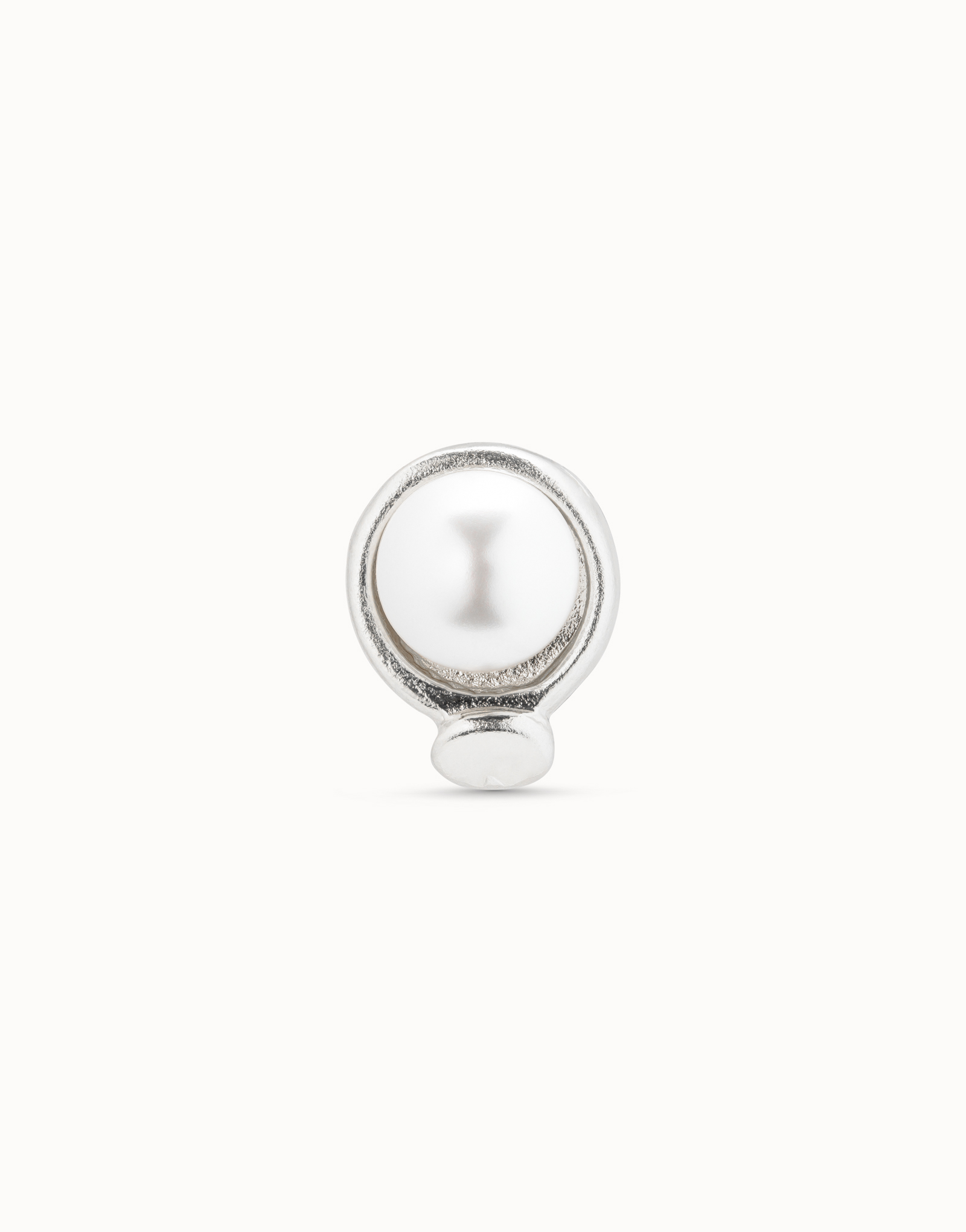 Single Stud Earring With Pearl, Silver, large thumbnail