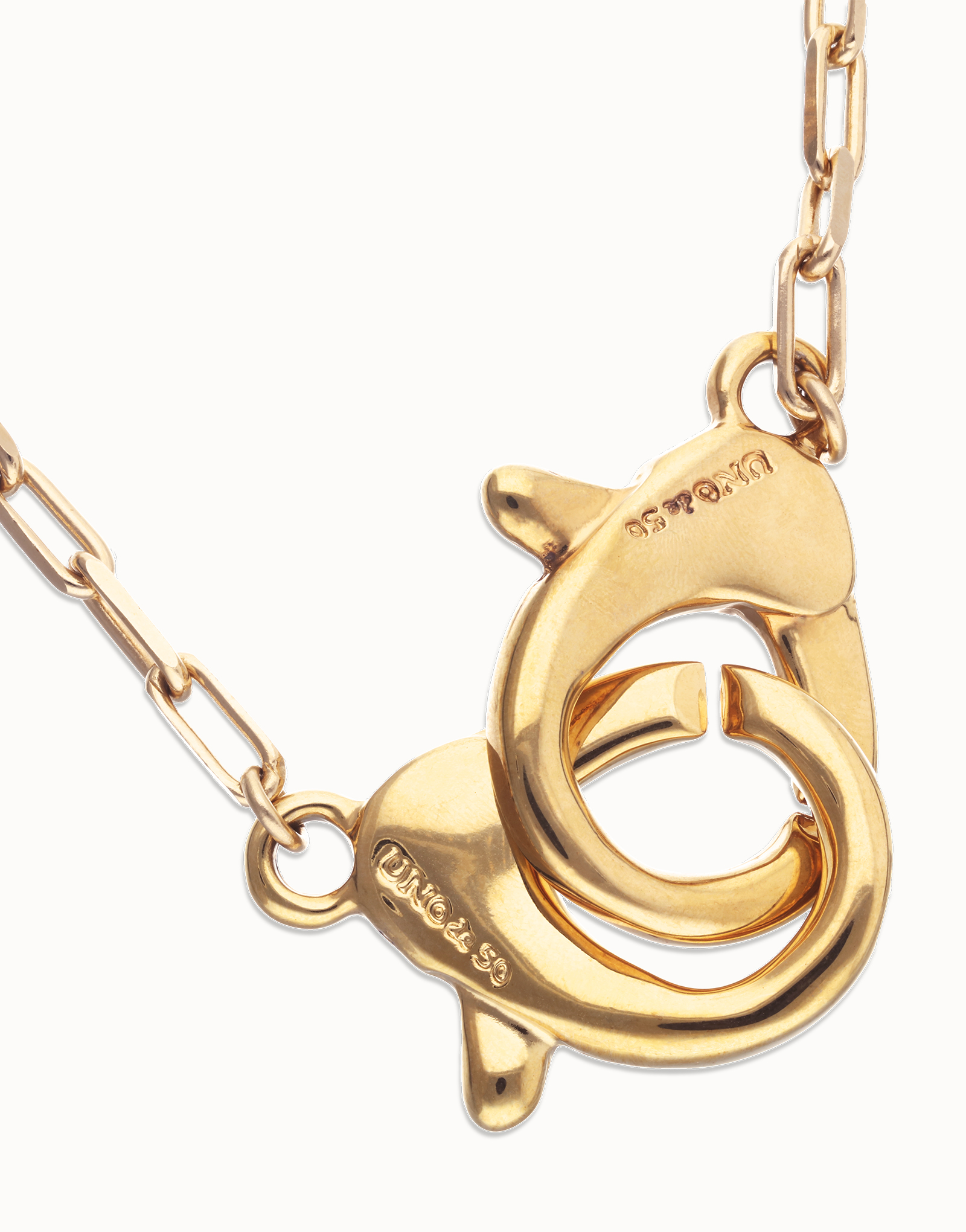 Necklace with large interlocking snap hook, Golden, large thumbnail