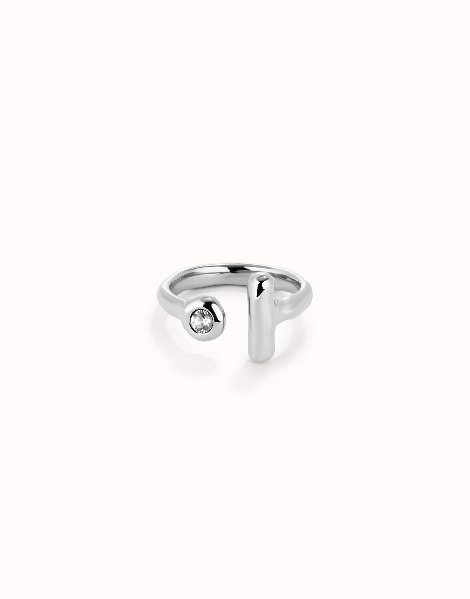 Anello aperto placcato argento sterling con topazio bianco, Argent, large thumbnail