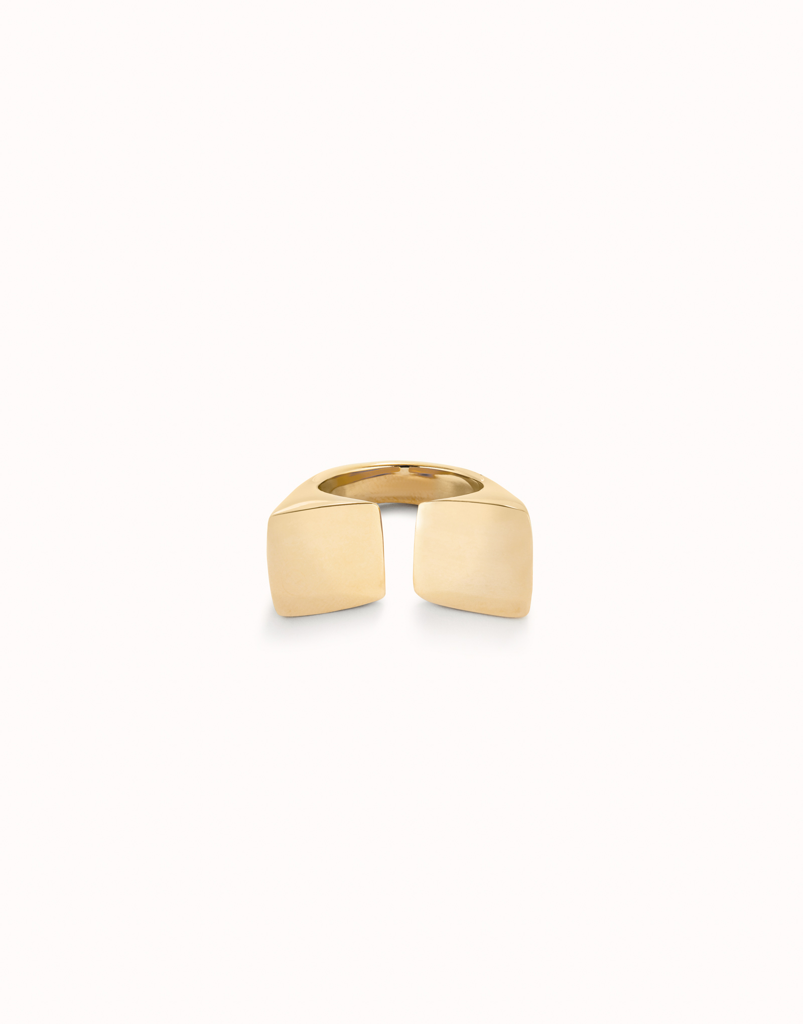 Square shape open ring, Golden, large thumbnail