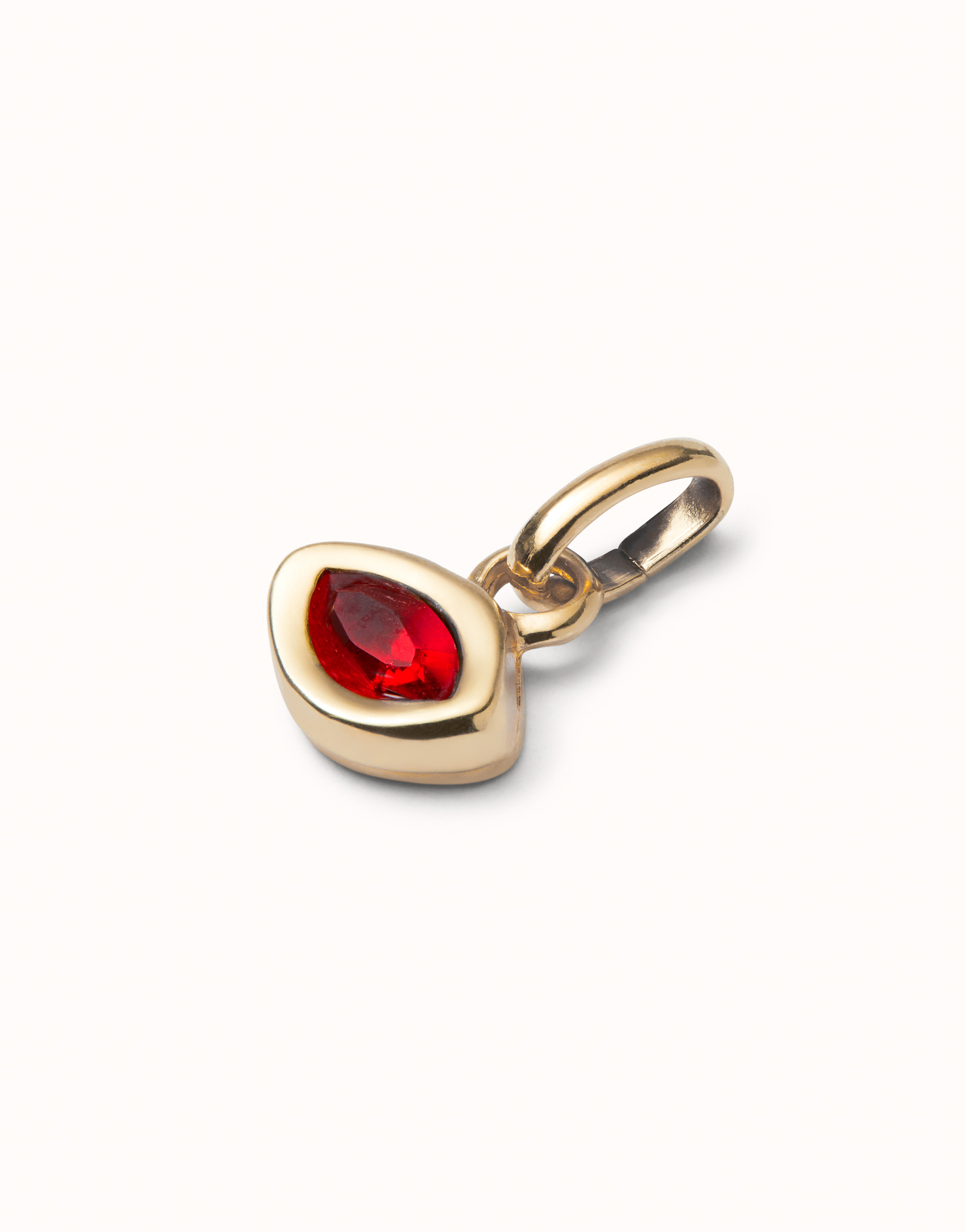 Charm with red crystal, Golden, large thumbnail