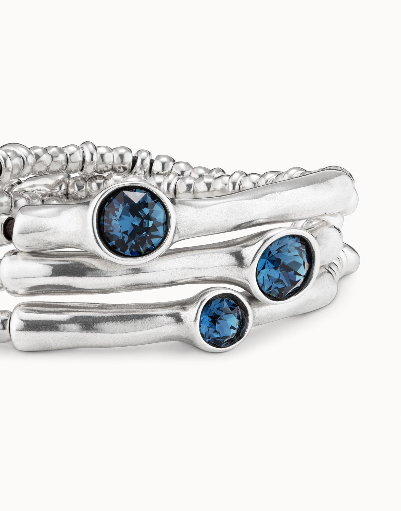 Pulsera triple bañada en plata de ley y cristal ., , large thumbnail