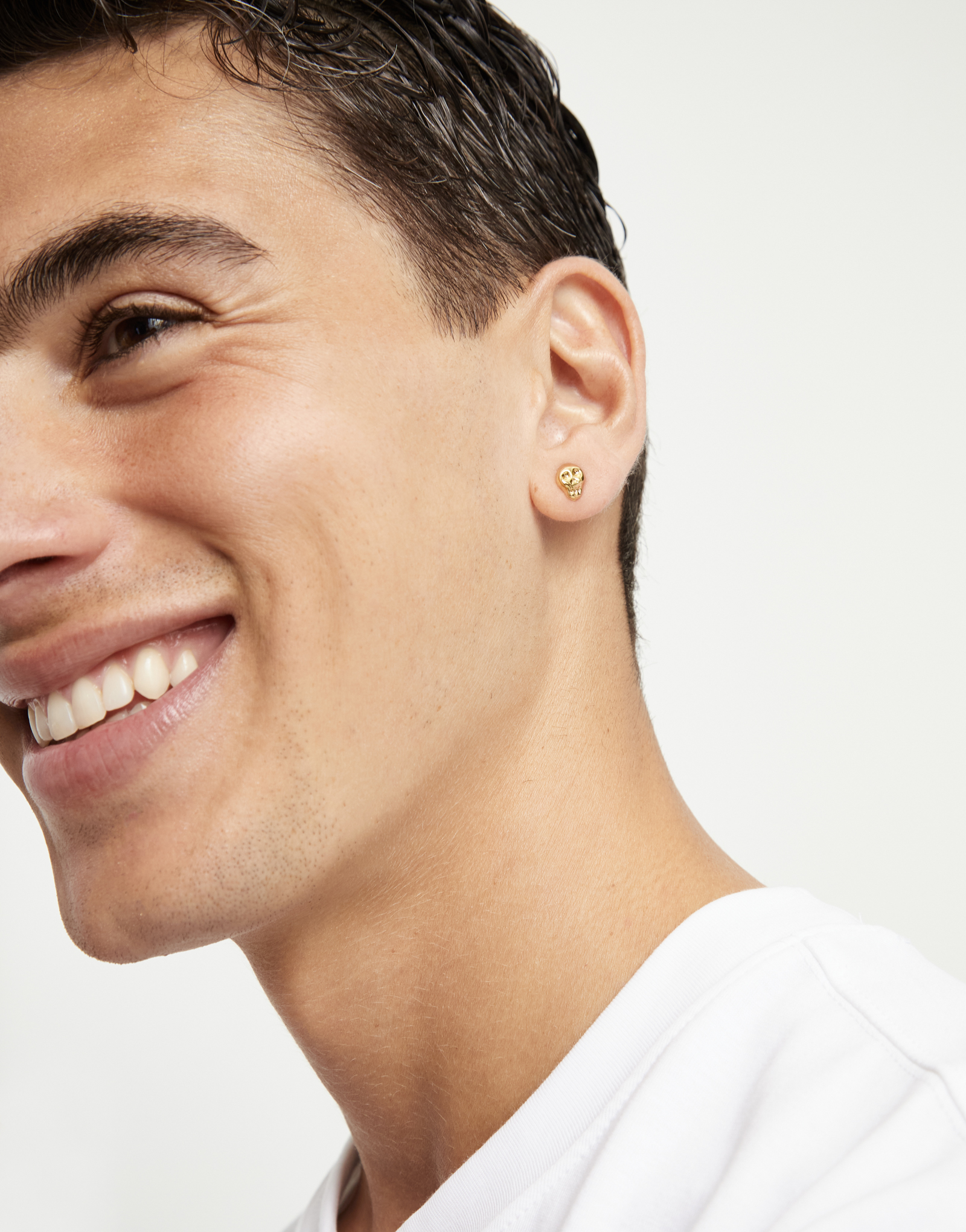 Piercing plaqué or en forme de crâne, Or, large thumbnail