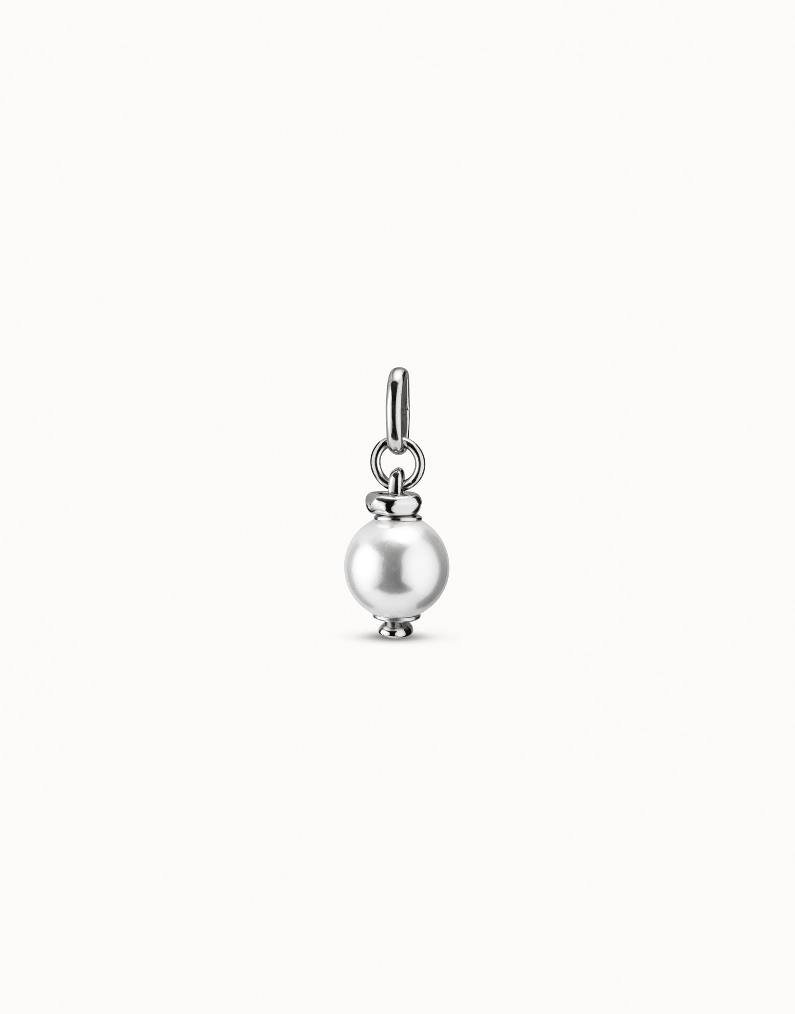 Charm with white pearl, Silver, large thumbnail