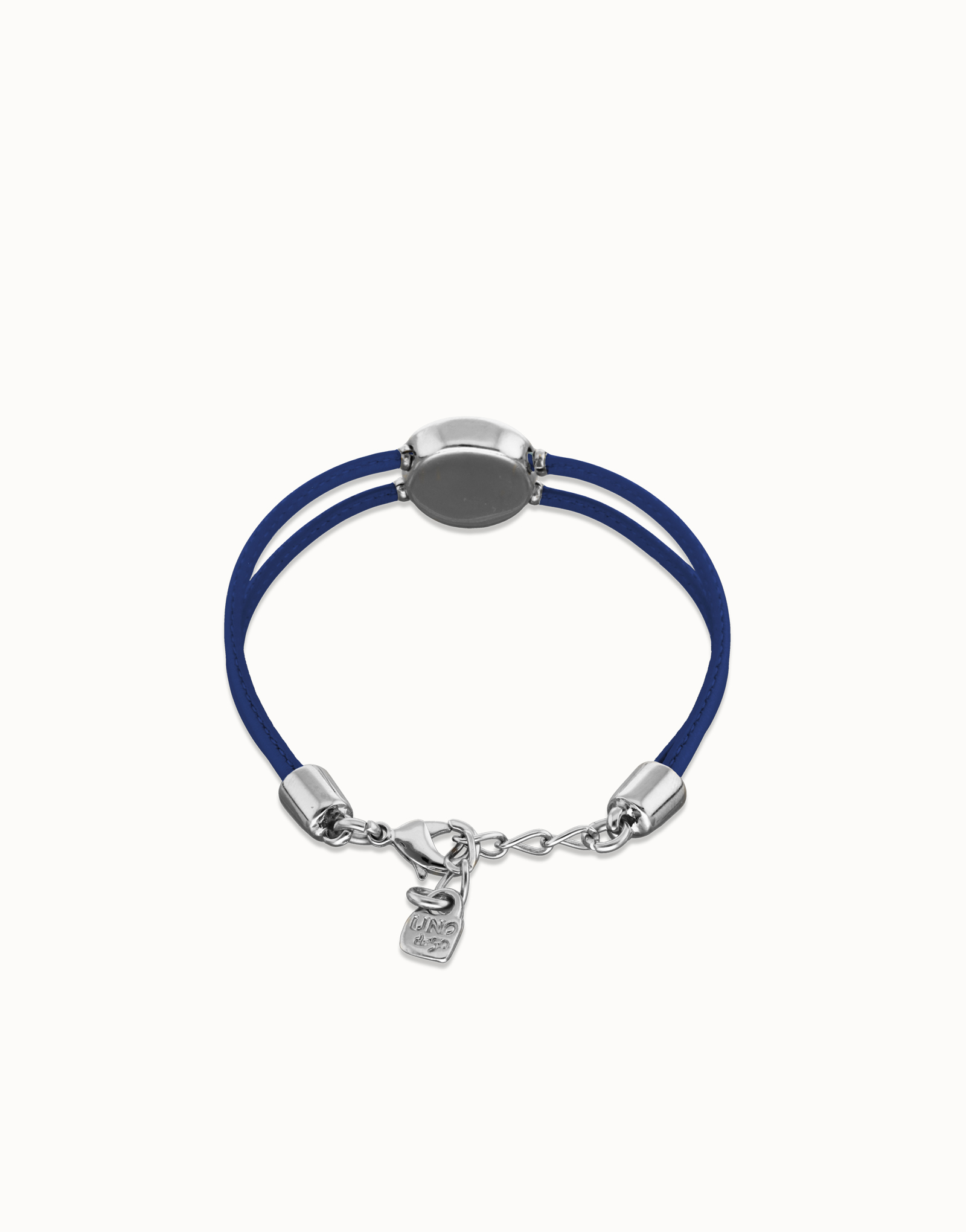 Double blue leather birthstone bracelet with eye, Silver, large thumbnail