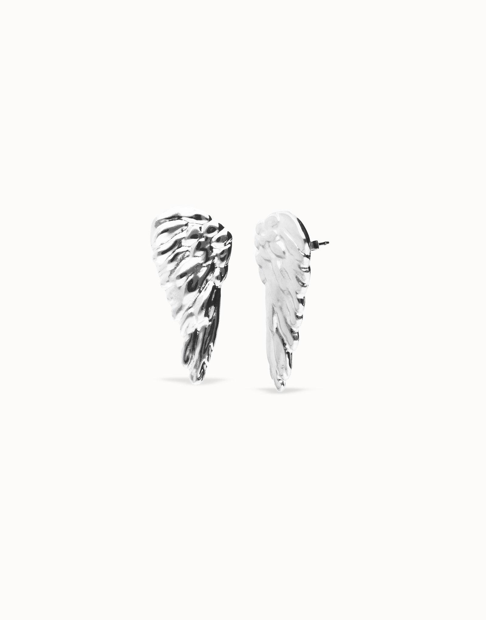 Earrings with wing design, Silver, large thumbnail