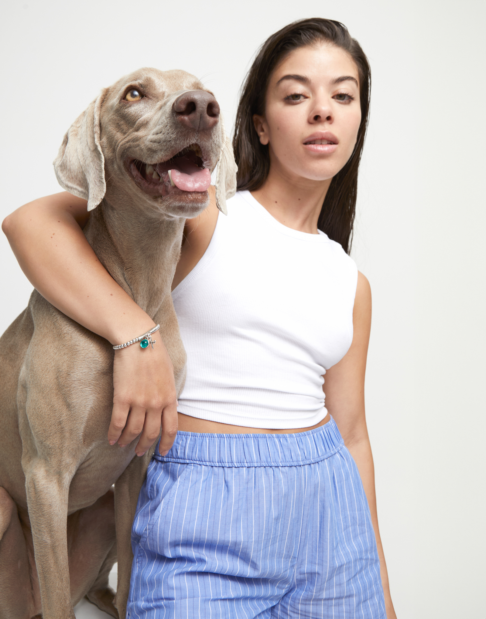 Beaded stretch bracelet with a murano glass and a dragonly, Silver, large thumbnail