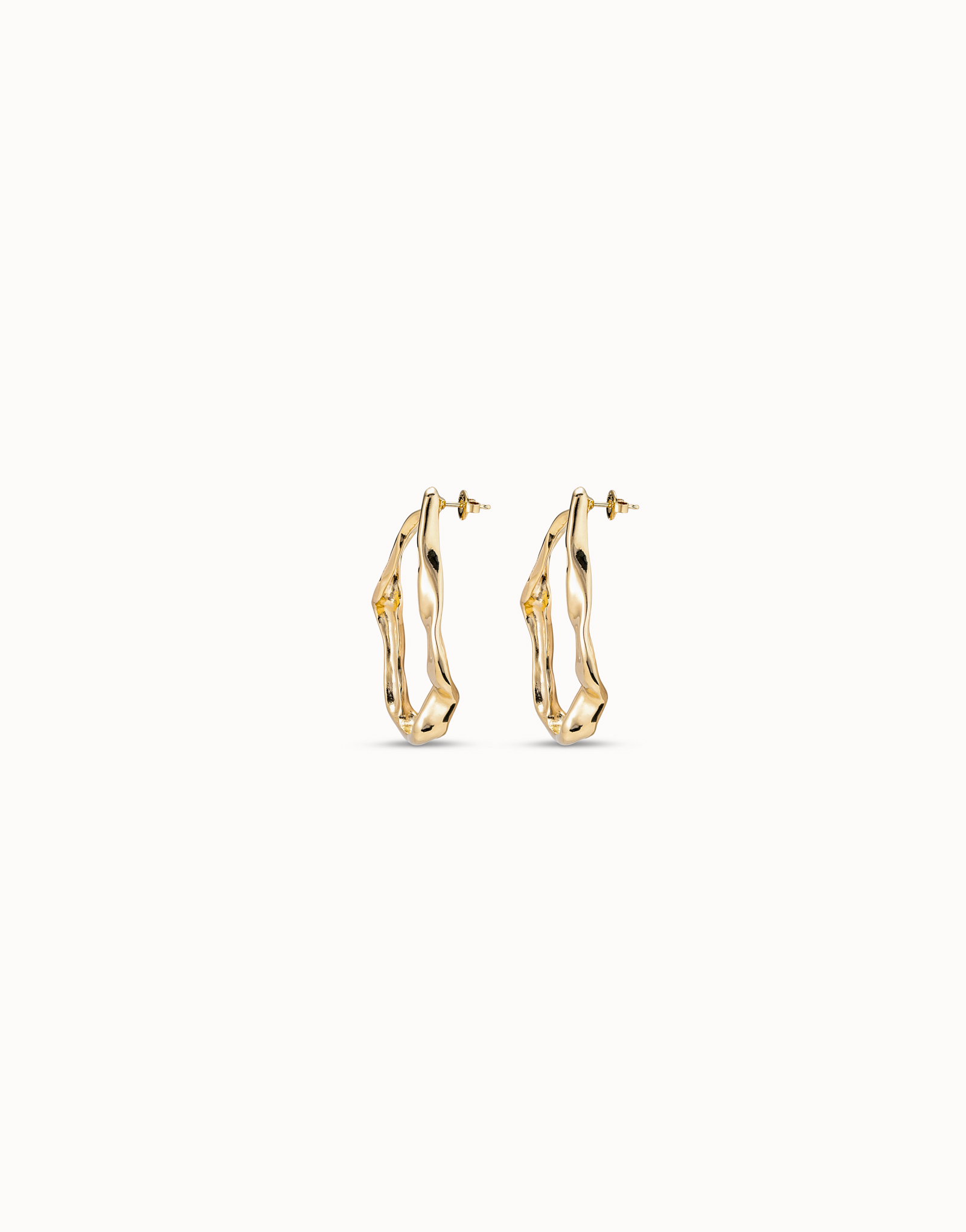 Large hoop earrings, Golden, large thumbnail