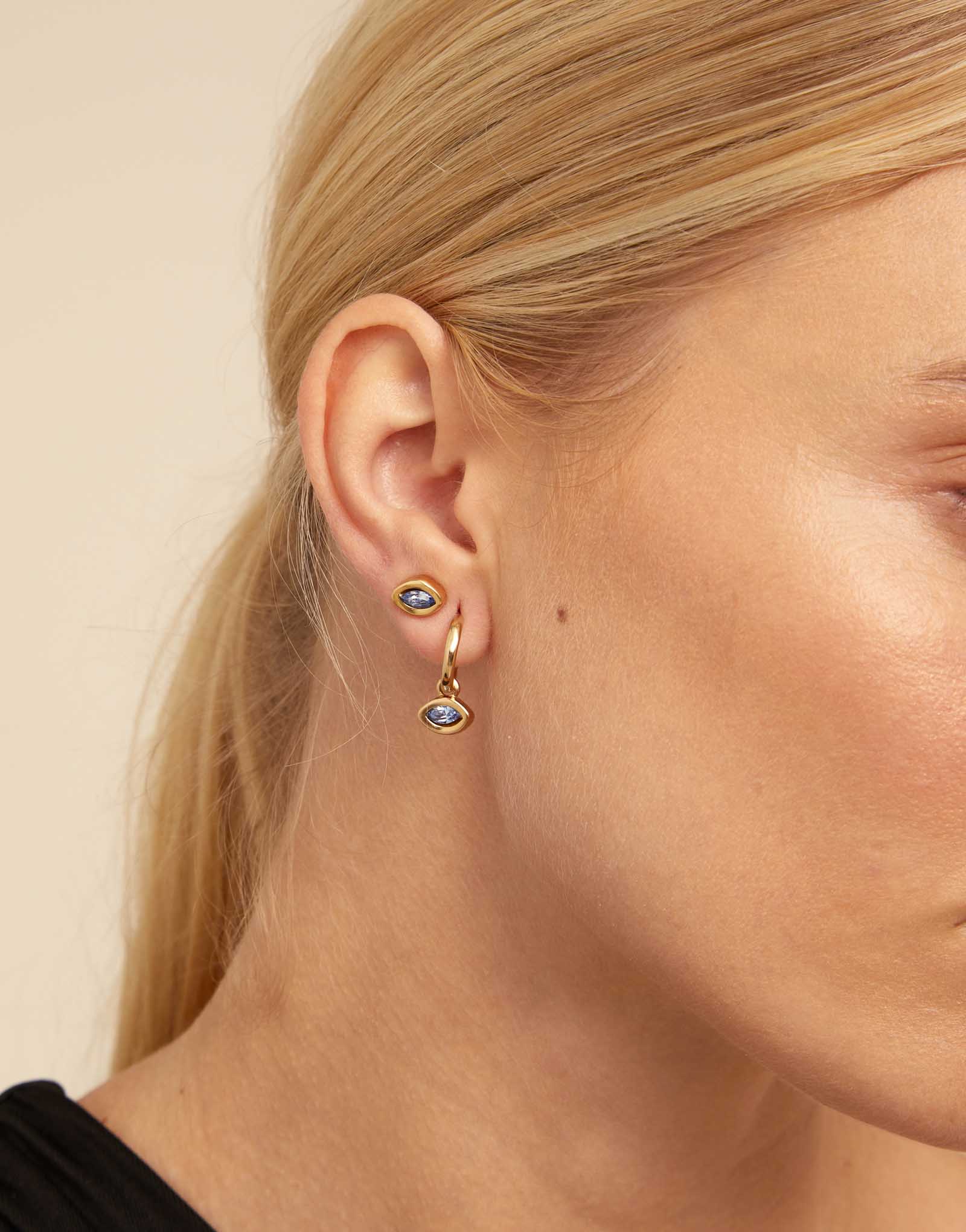 Single Hoop Charm  With A Crystal, Golden, large thumbnail