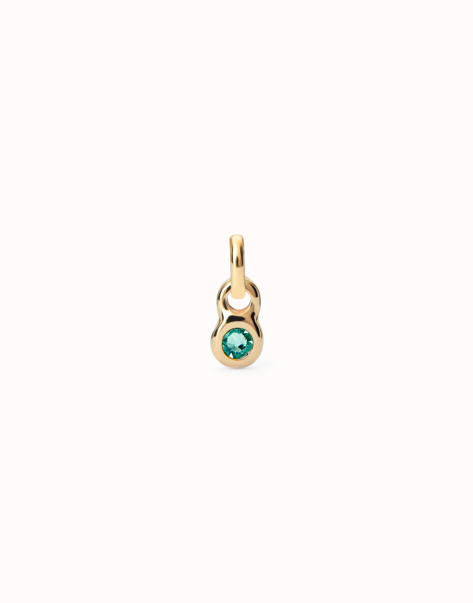 Charm bañado en oro 18k con cristal verde., Dorado, large thumbnail