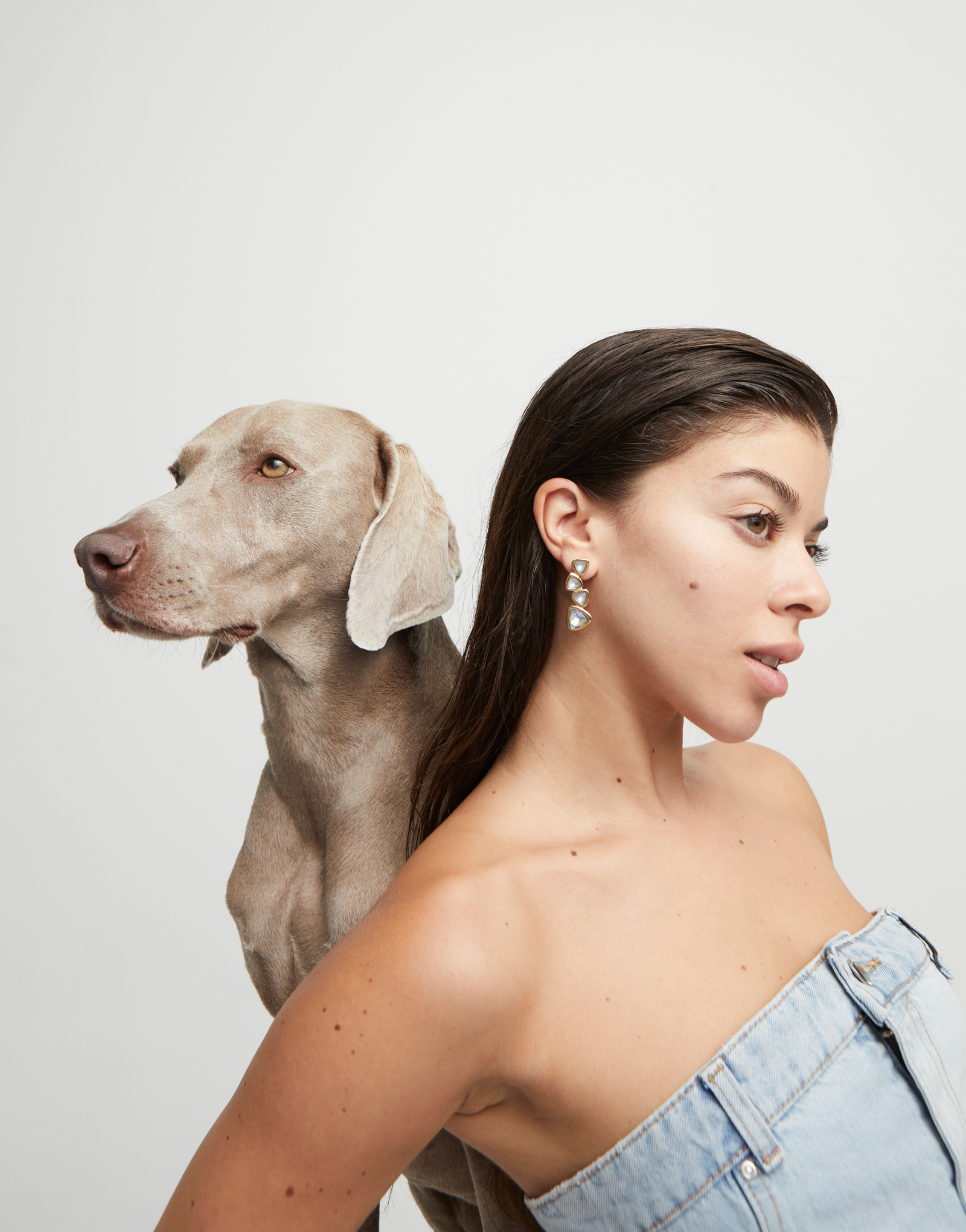 Drop earrings with multicolored crystals, Golden, large thumbnail