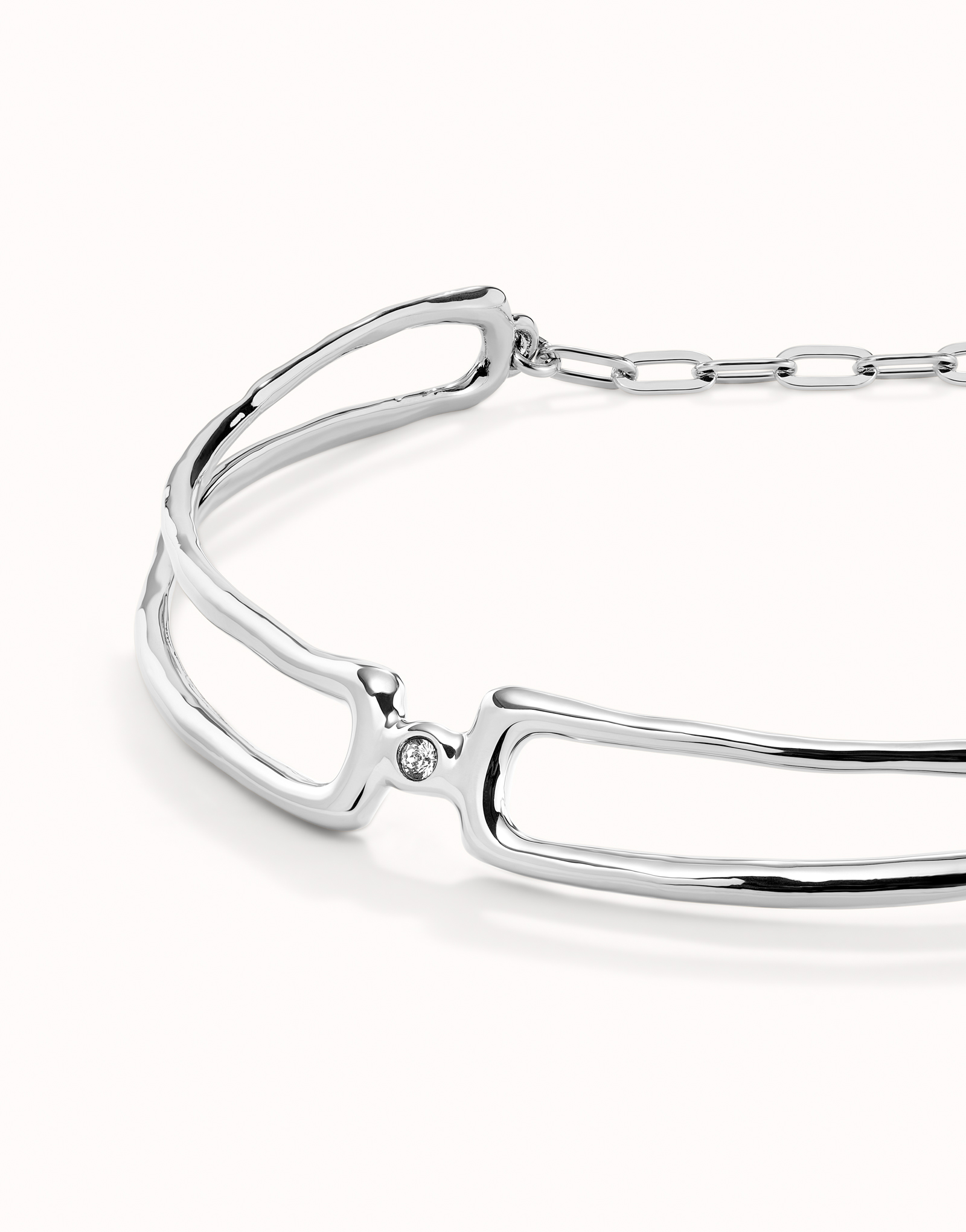 Choker necklace with white topaz, Silver, large thumbnail