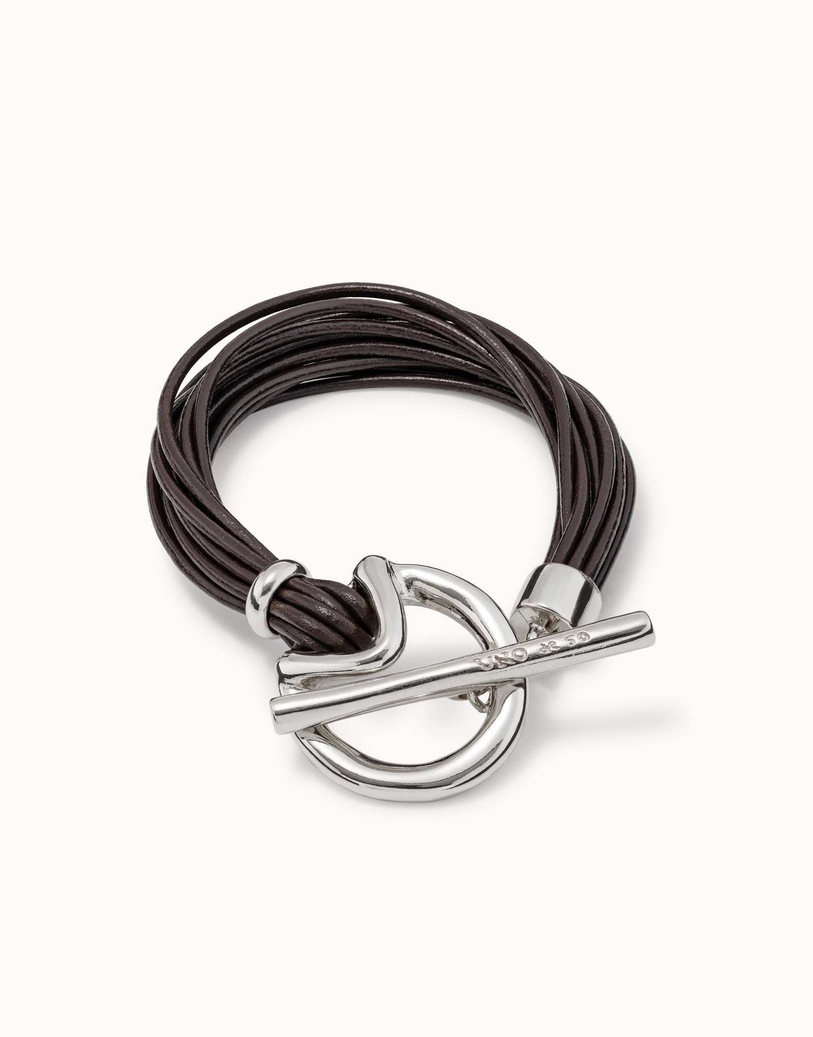 Multi-strand leather bracelet, Silver, large thumbnail