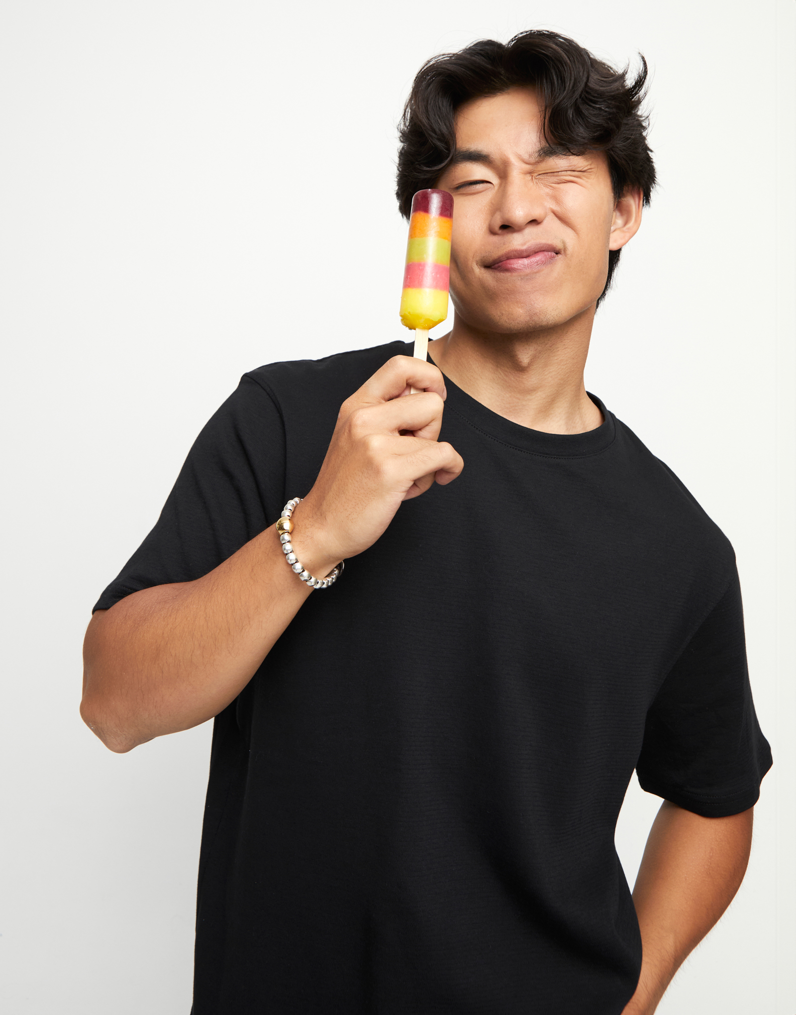 Leather bracelet with a large bead, Golden, large thumbnail