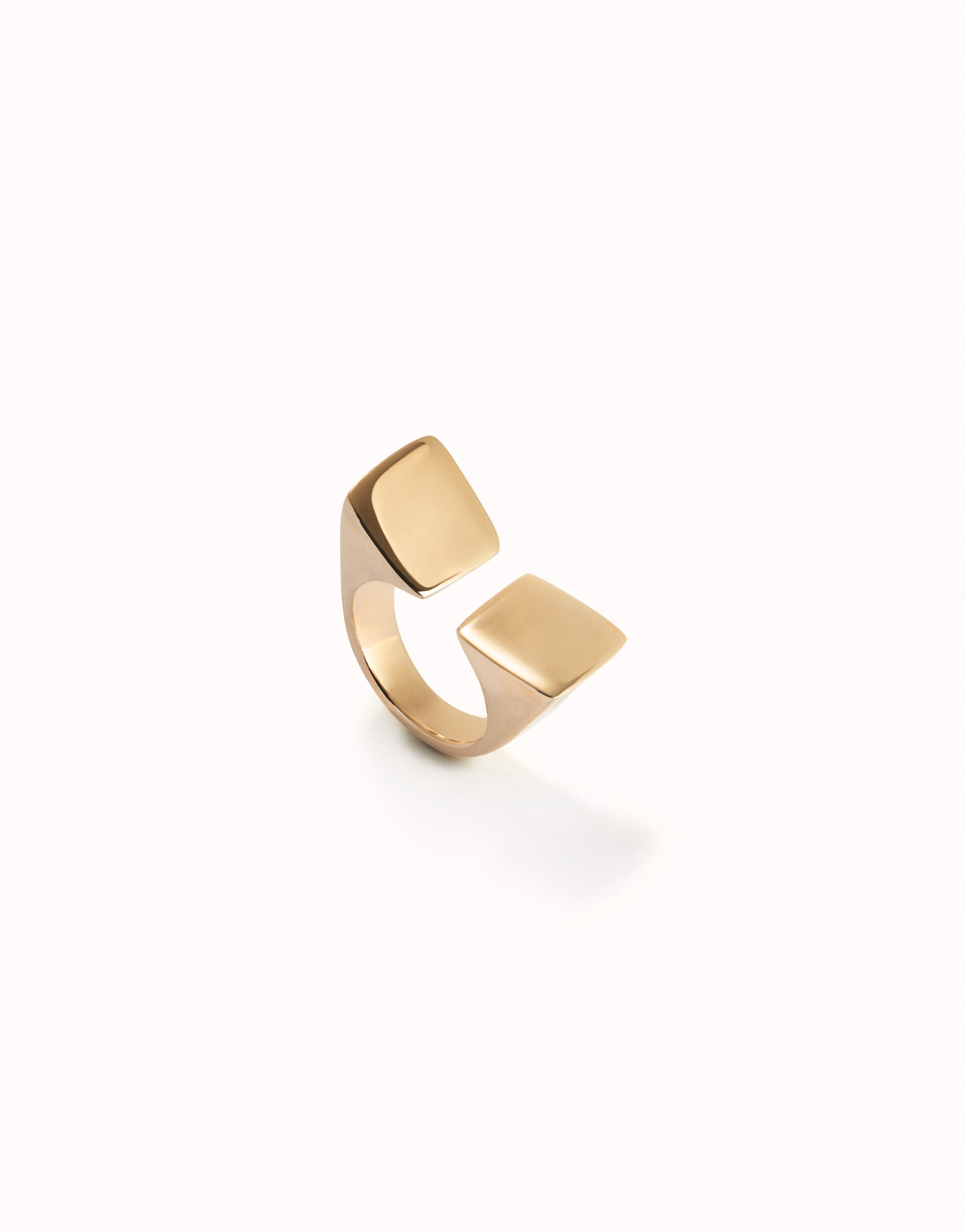 Square shape open ring, Golden, large thumbnail