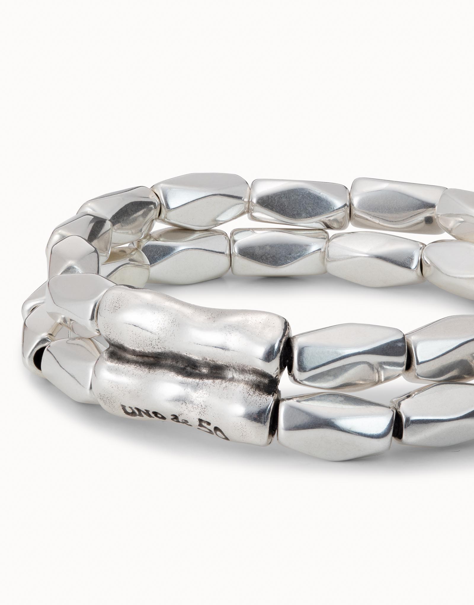 Double strand beaded stretch bracelet, Silver, large thumbnail