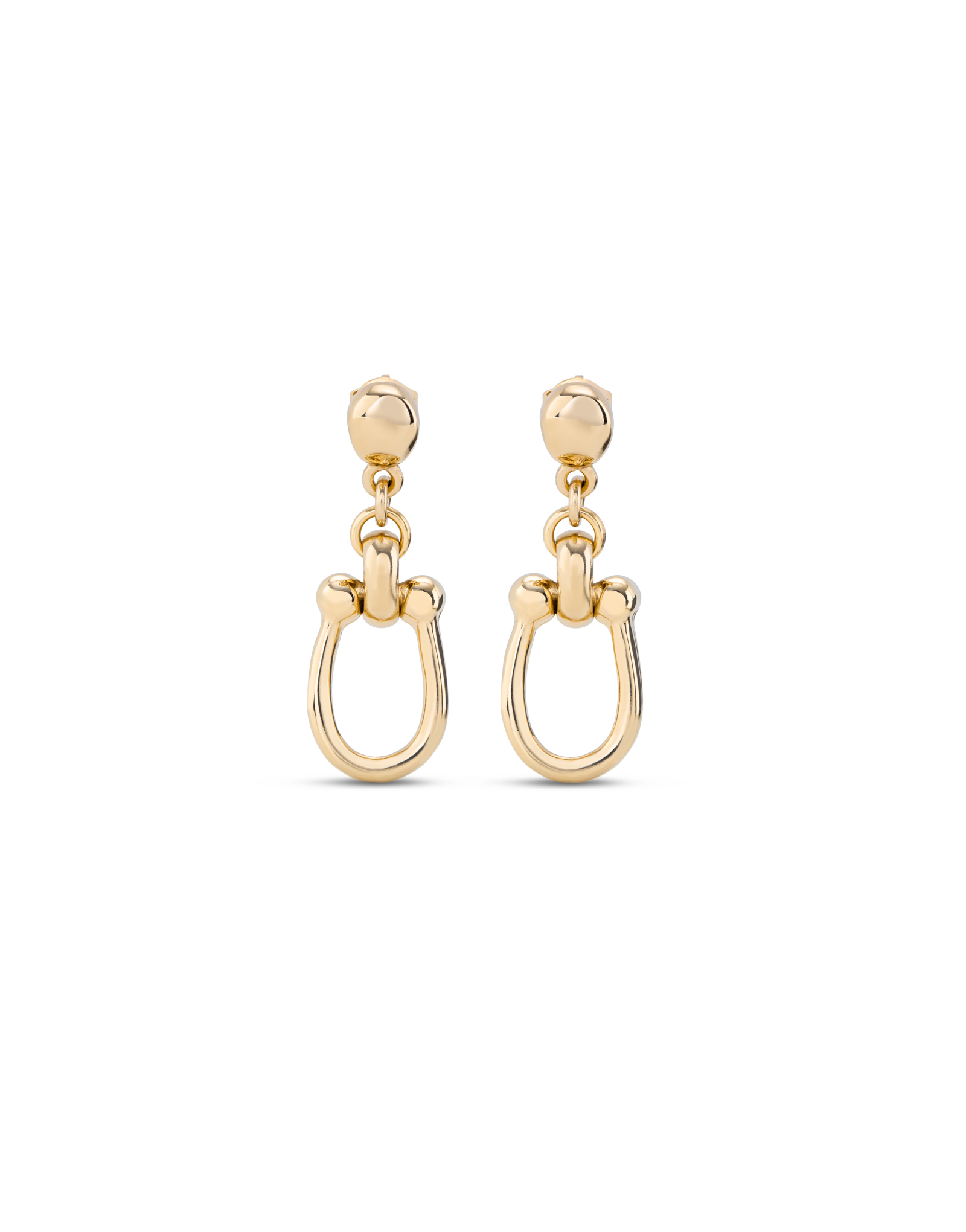 Drop earrings with medium sized link, Golden, large thumbnail