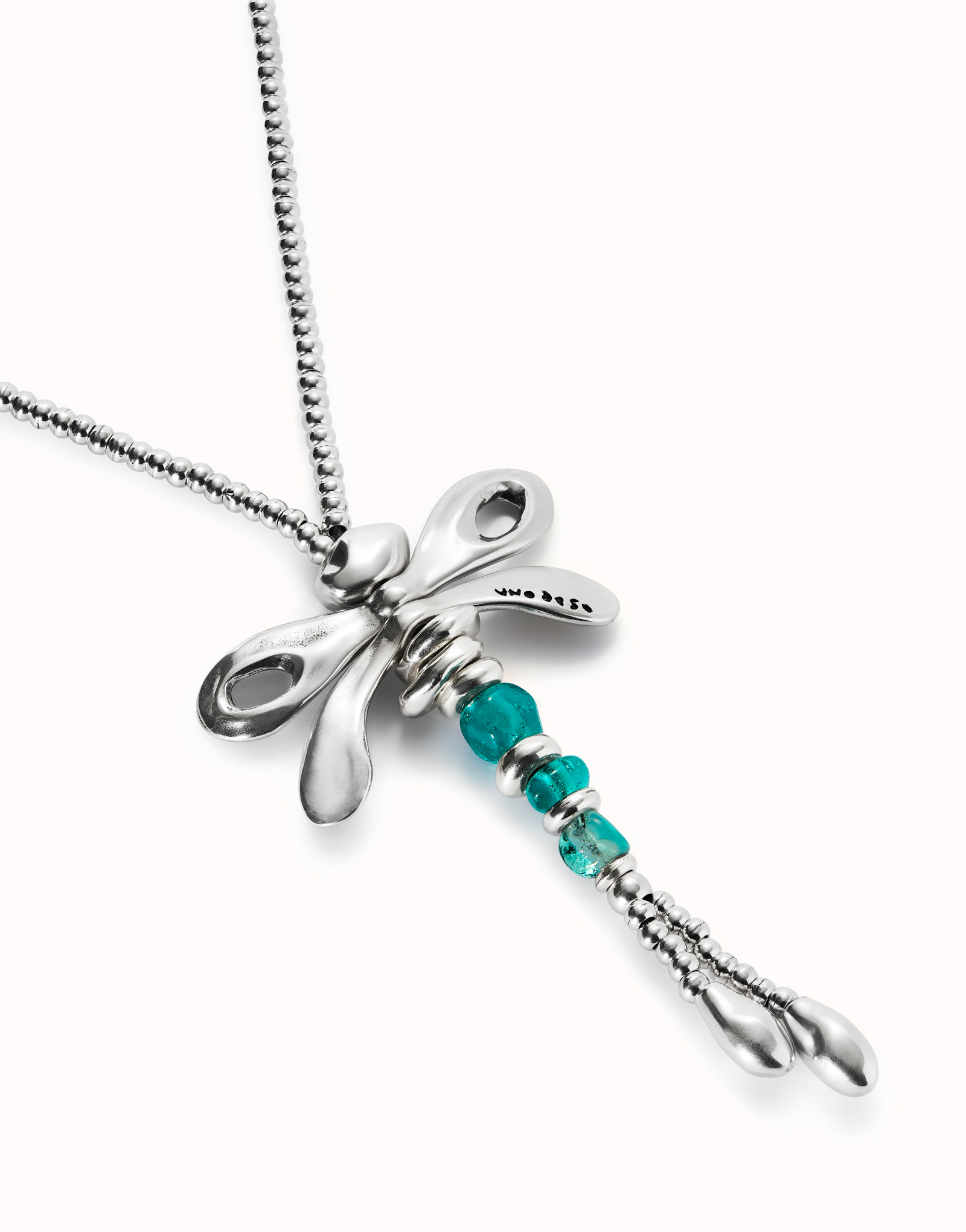 Long pendant necklace with a dragonfly, Silver, large thumbnail