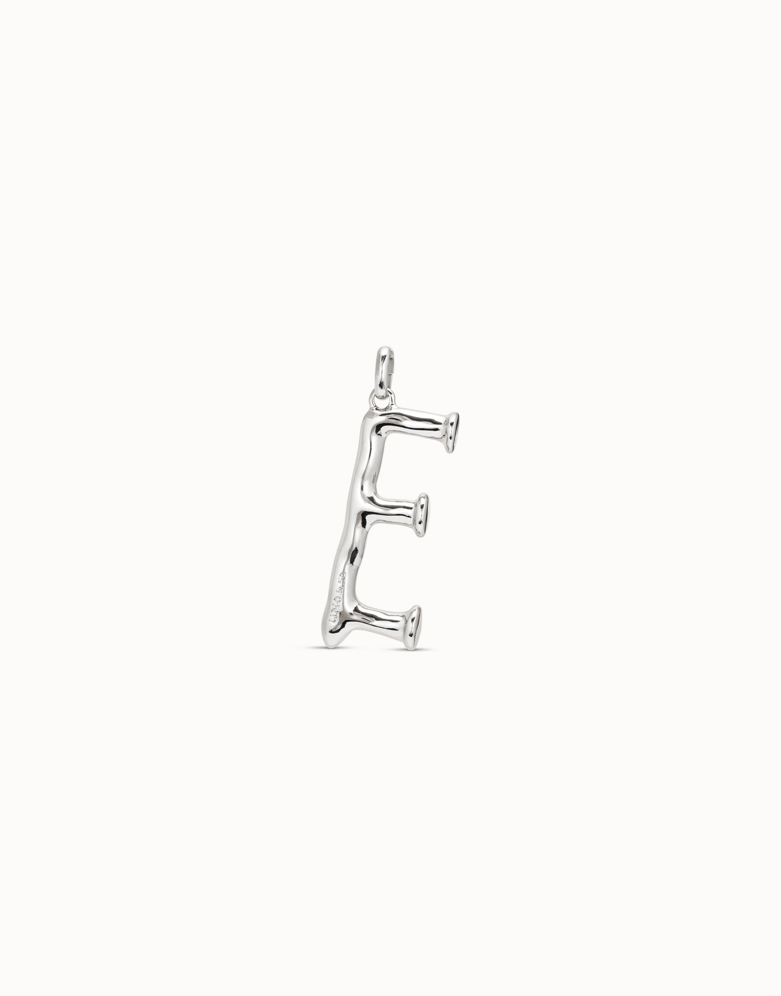 Large E initial charm, Silver, large thumbnail