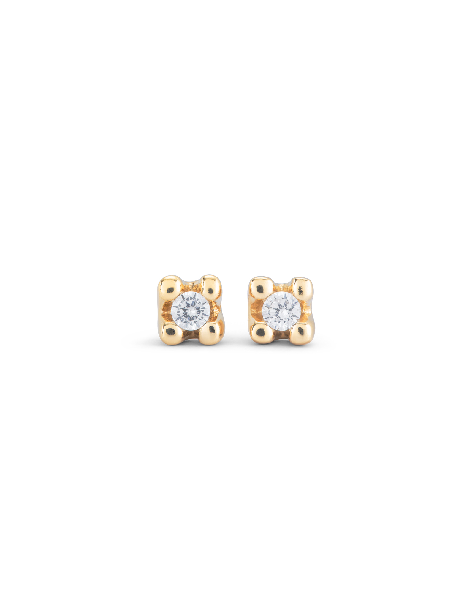 Boucles d’oreilles plaquées or 18 carats avec zircon blanc, Or, large thumbnail